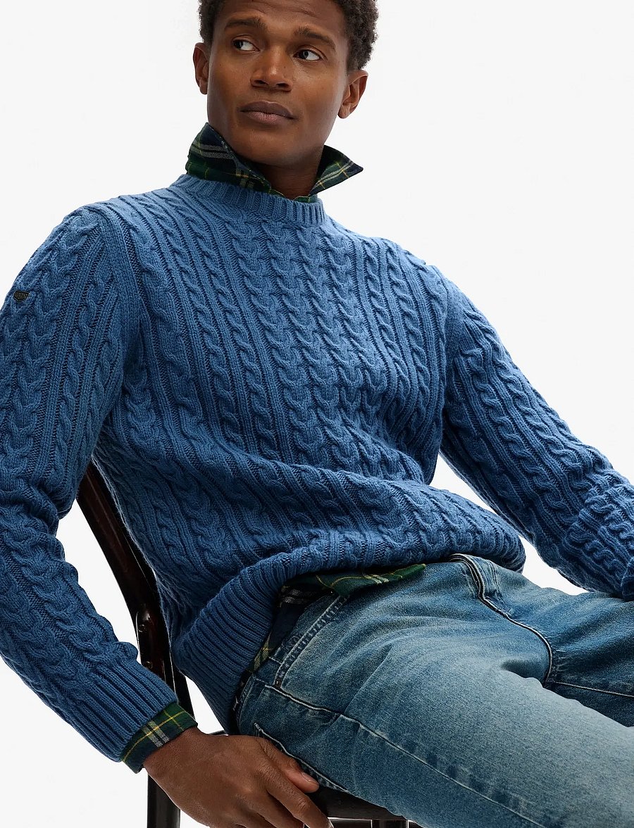 Superdry - JACOB CABLE JUMPER - round necks - coast blue - 3