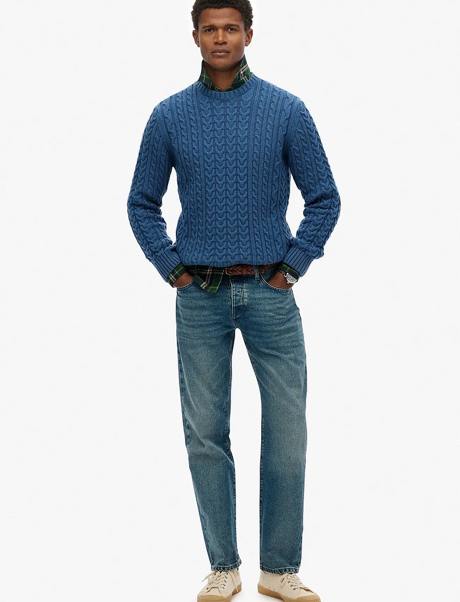 Superdry - JACOB CABLE JUMPER - round necks - coast blue - 4