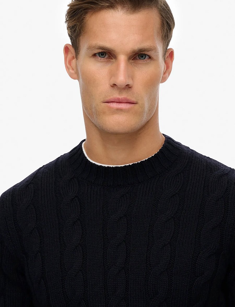 Superdry - JACOB CABLE JUMPER - round necks - eclipse navy - 2