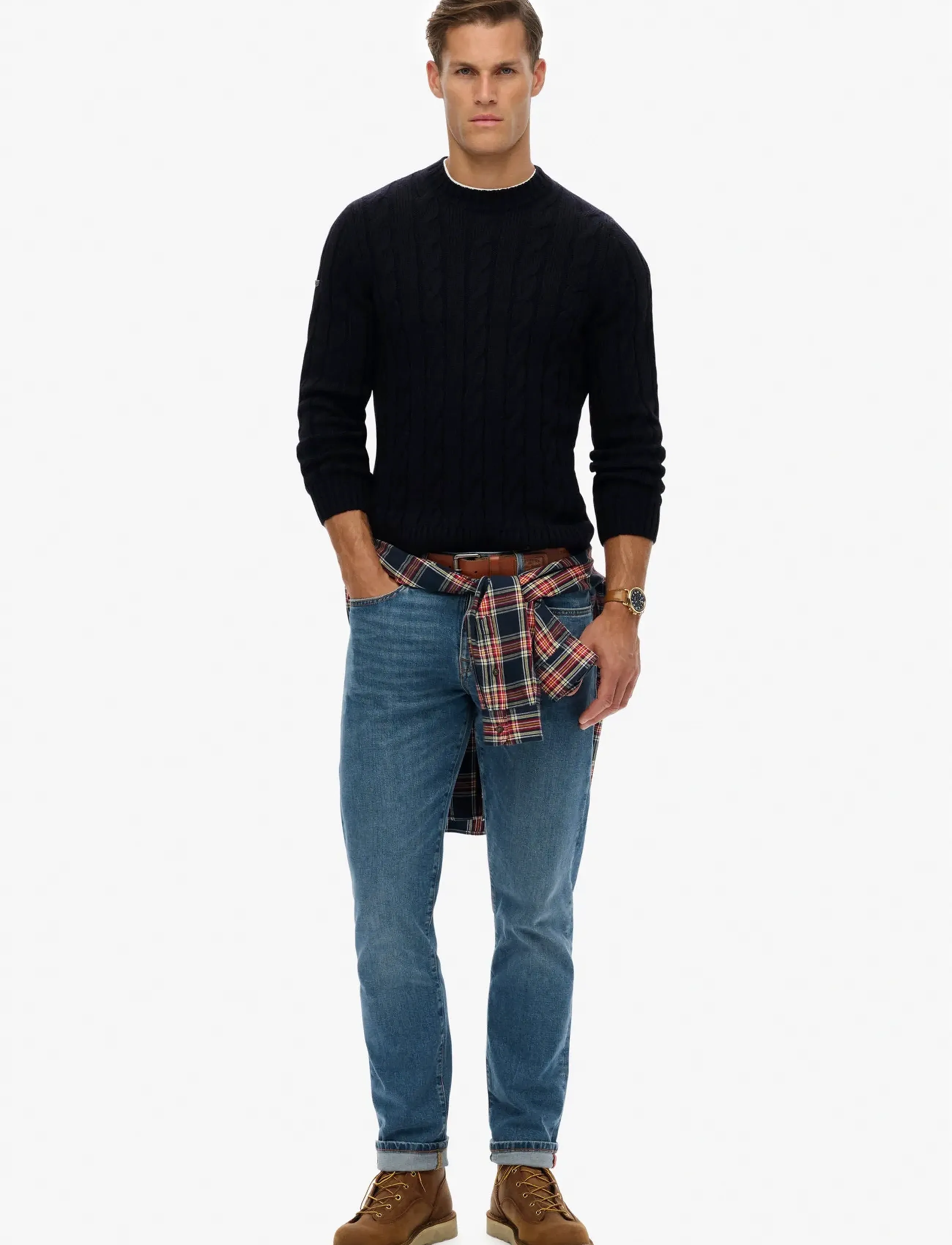 Superdry JACOB CABLE JUMPER - Strickmode - ECLIPSE NAVY / navy
