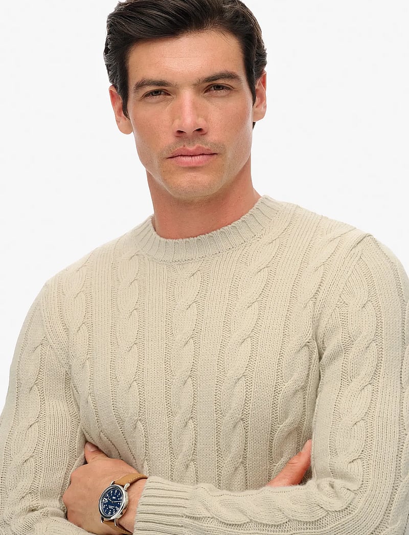 Superdry - JACOB CABLE JUMPER - rundhalsad - ecru - 2