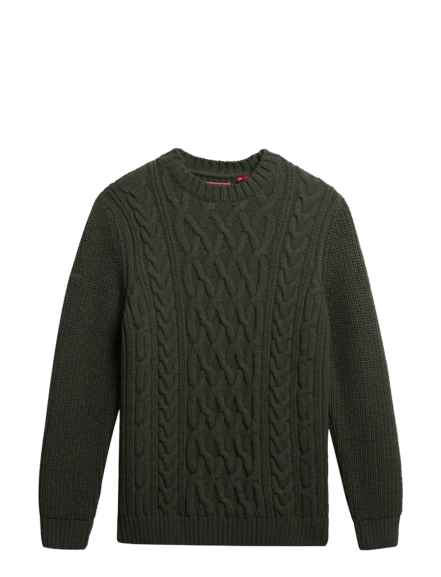 Superdry - JACOB CABLE JUMPER - round necks - sage green - 1