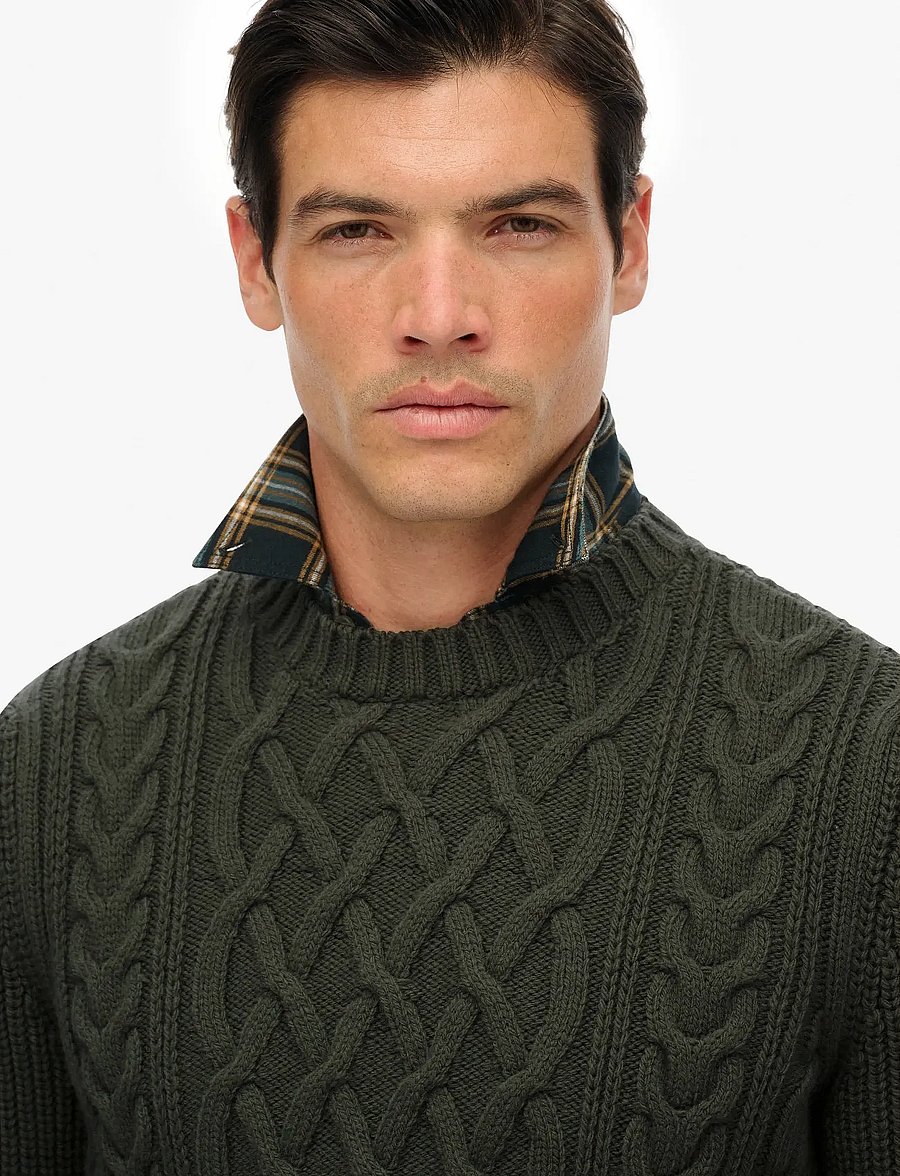 Superdry - JACOB CABLE JUMPER - round necks - sage green - 2