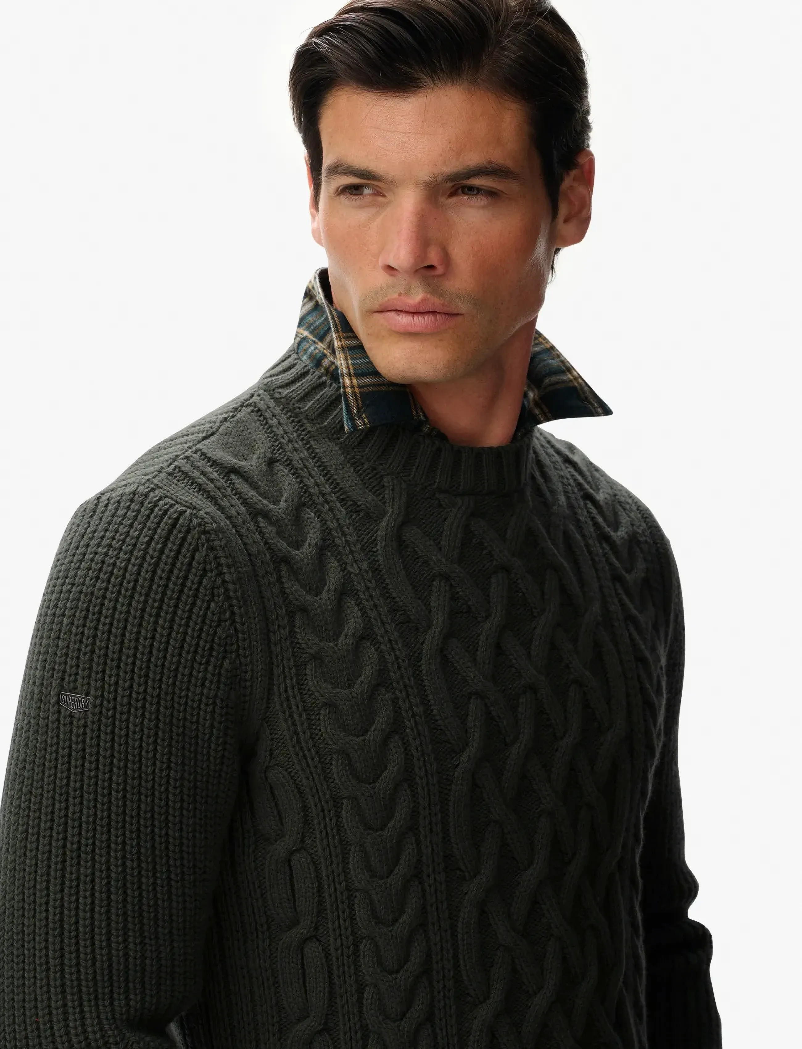 Superdry - JACOB CABLE JUMPER - kudumid - sage green - 3