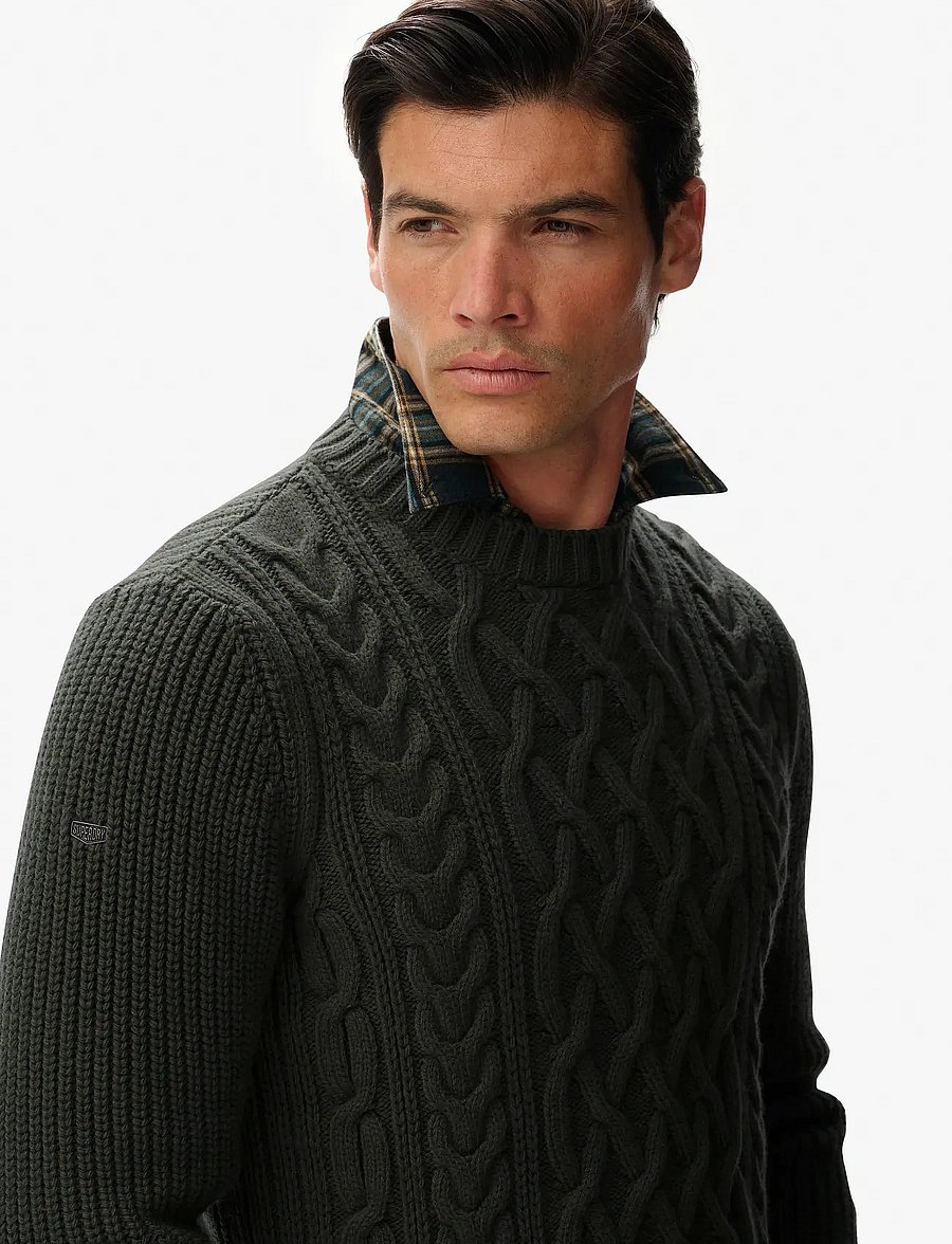 Superdry - JACOB CABLE JUMPER - round necks - sage green - 3