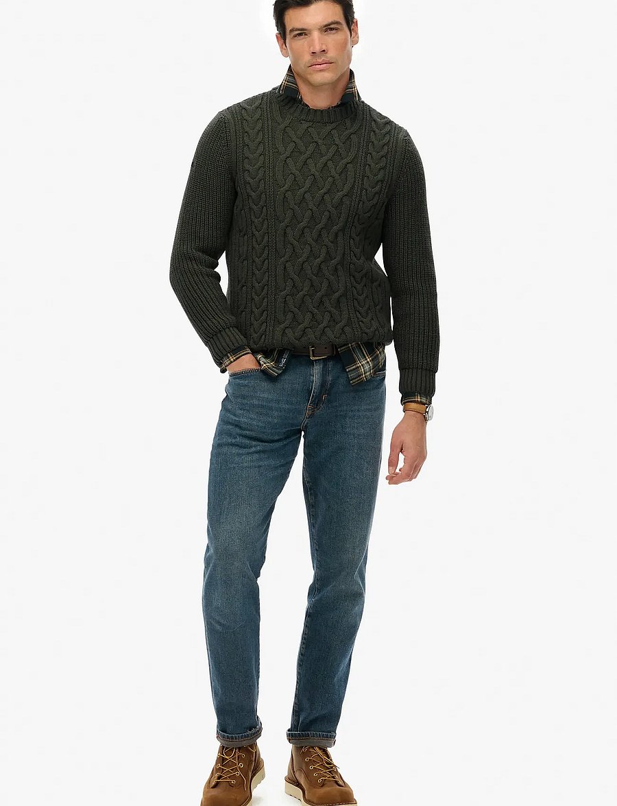 Superdry - JACOB CABLE JUMPER - round necks - sage green - 4