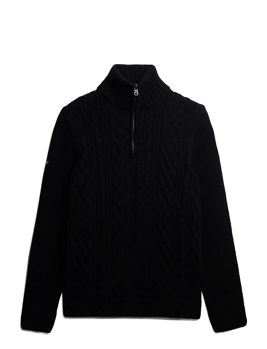 Superdry - JACOB CABLE KNIT HALF ZIP - tõmblukk-kaelusega džemprid - eclipse navy - 1