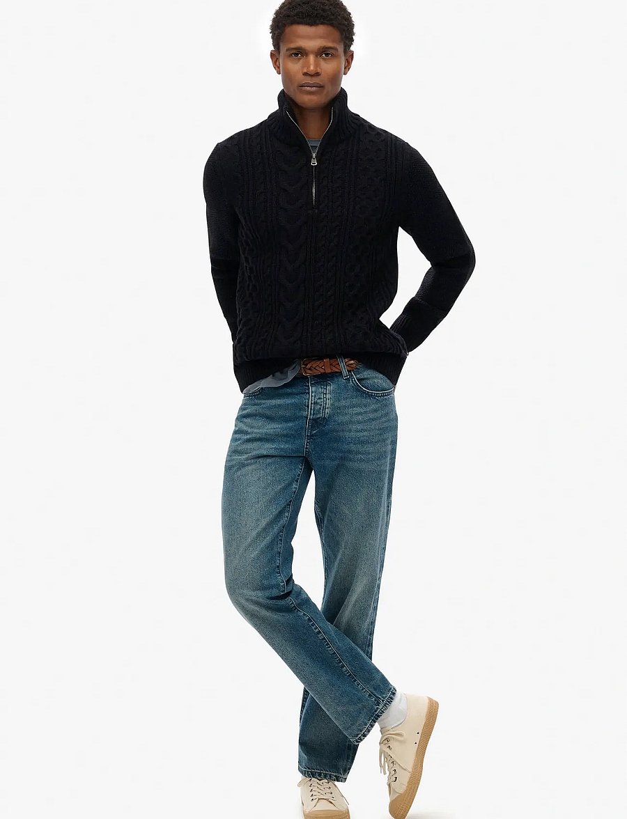 Superdry - JACOB CABLE KNIT HALF ZIP - tõmblukk-kaelusega džemprid - eclipse navy - 4