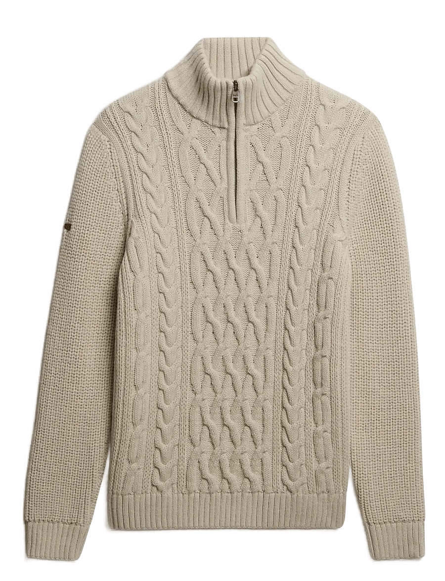 Superdry - JACOB CABLE KNIT HALF ZIP - half zip-tröjor - ecru - 1