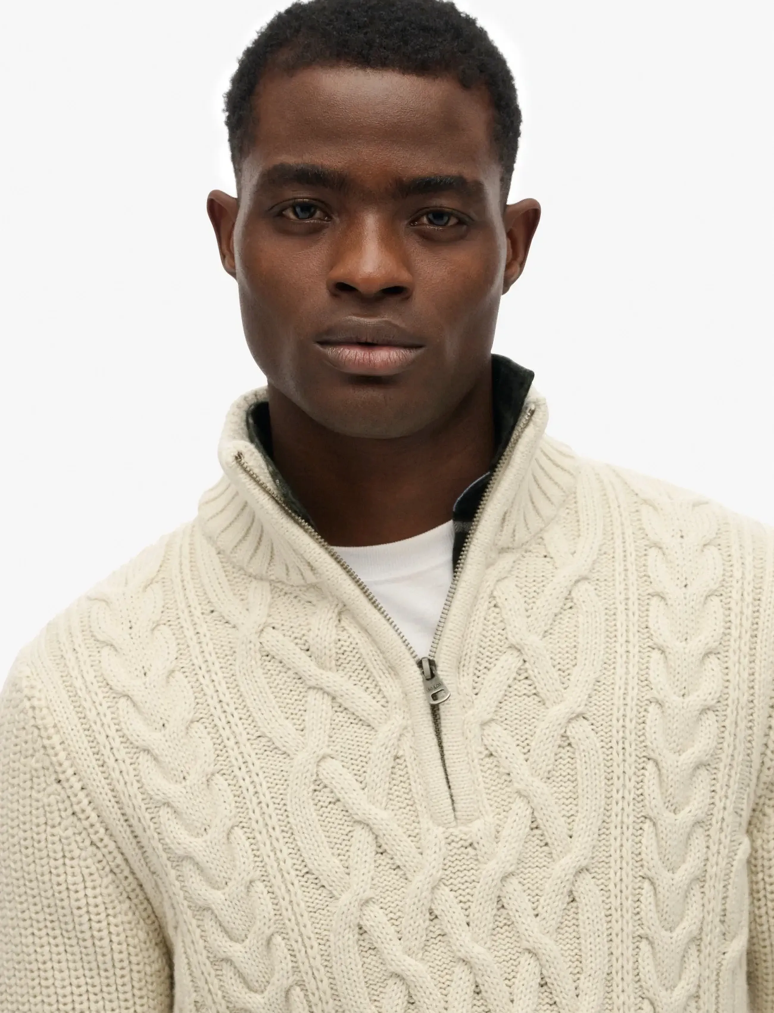 Superdry - JACOB CABLE KNIT HALF ZIP - mænd - ecru - 2