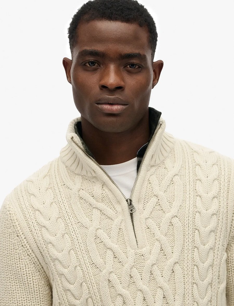 Superdry - JACOB CABLE KNIT HALF ZIP - half zip-tröjor - ecru - 2