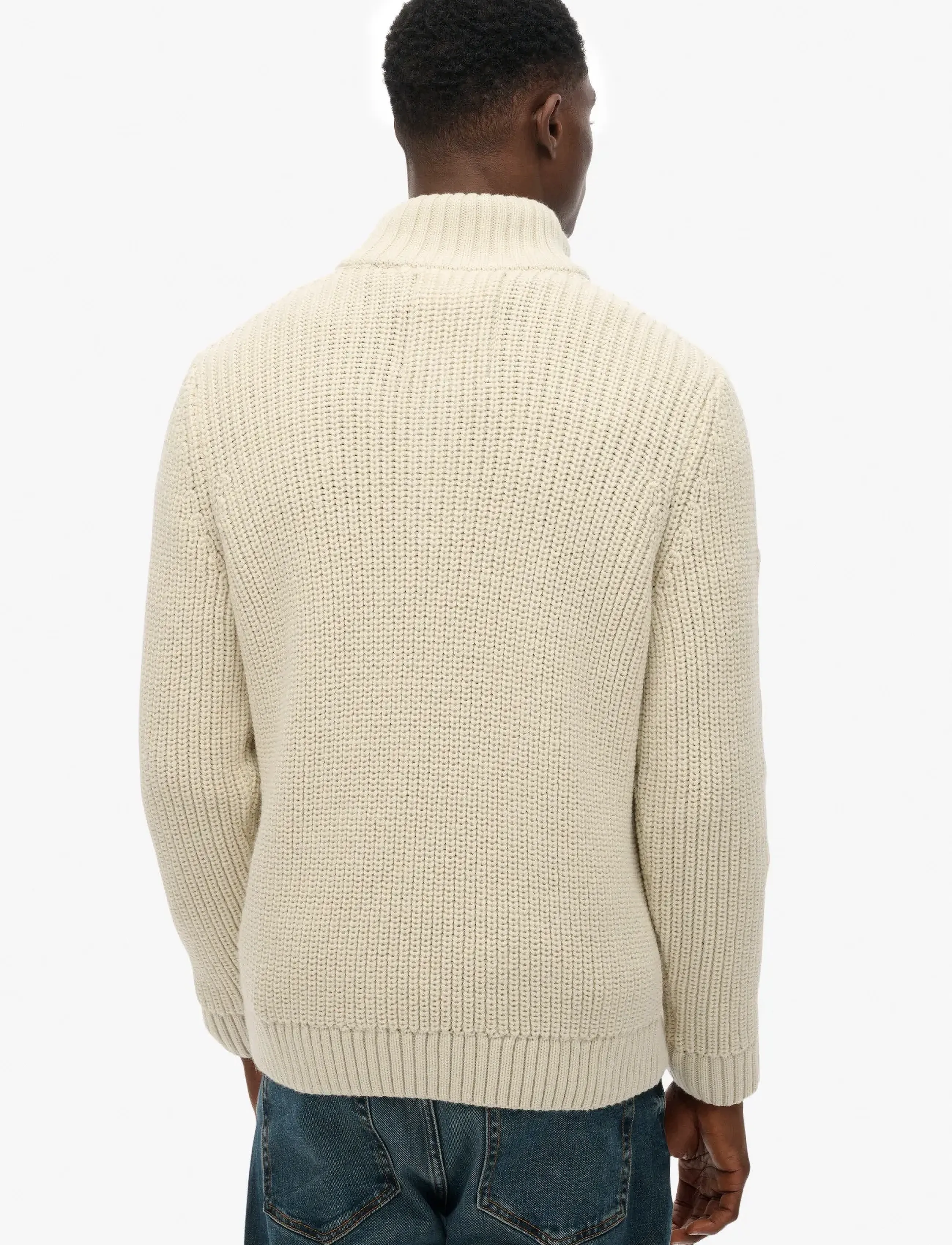 Superdry - JACOB CABLE KNIT HALF ZIP - mænd - ecru - 5