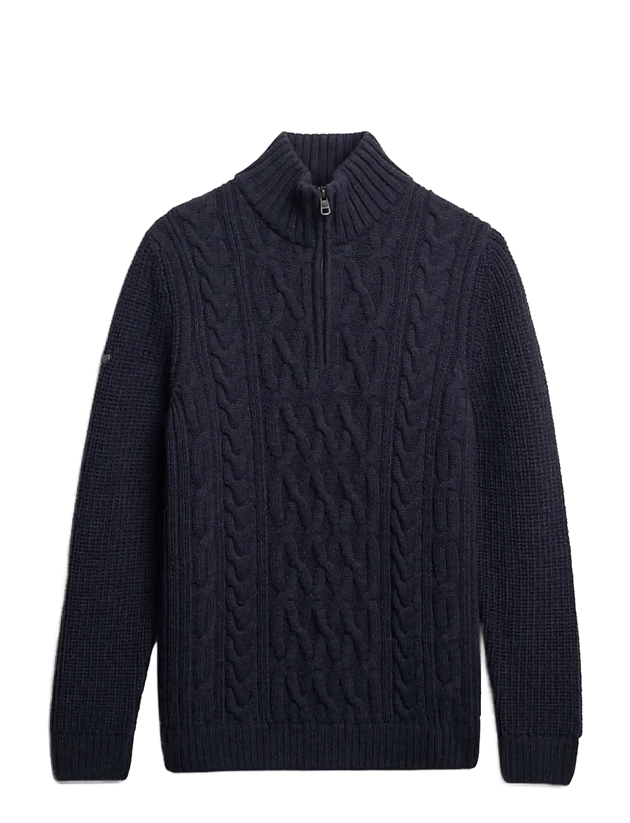 Superdry - JACOB CABLE KNIT HALF ZIP - tõmblukk-kaelusega džemprid - indigo - 1