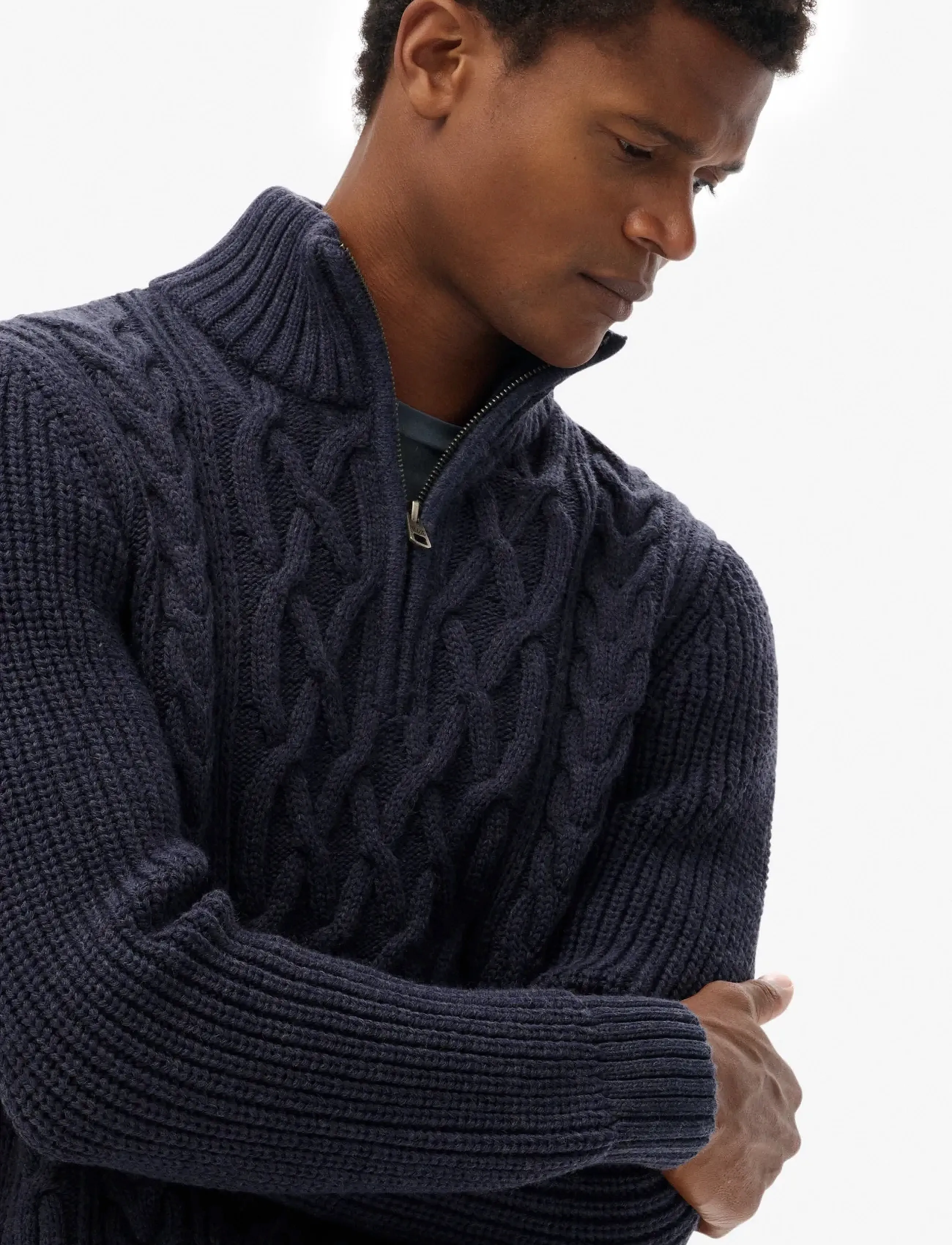 Superdry - JACOB CABLE KNIT HALF ZIP - herren - indigo - 3