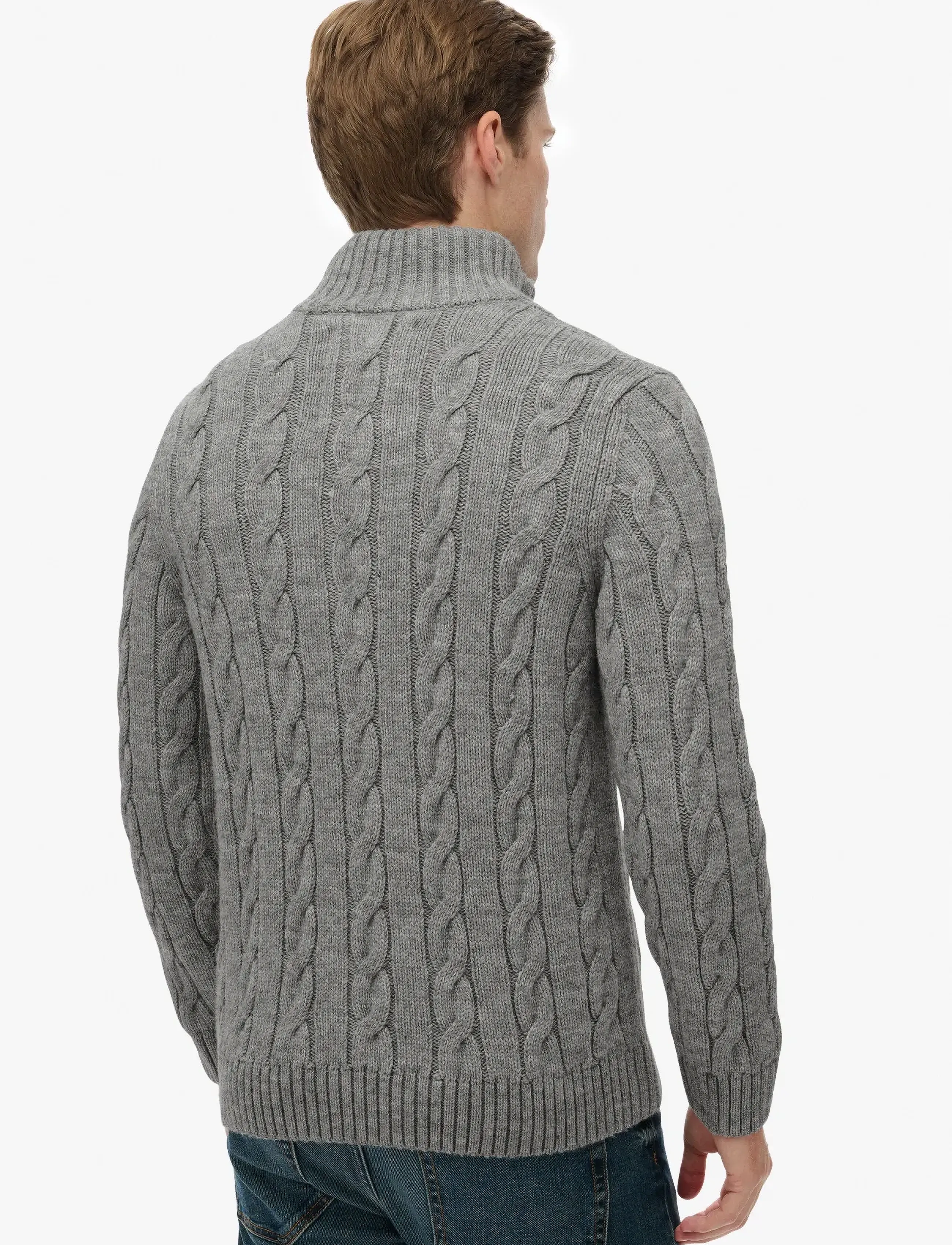 Superdry - JACOB CABLE KNIT HALF ZIP - herren - mid grey - 5