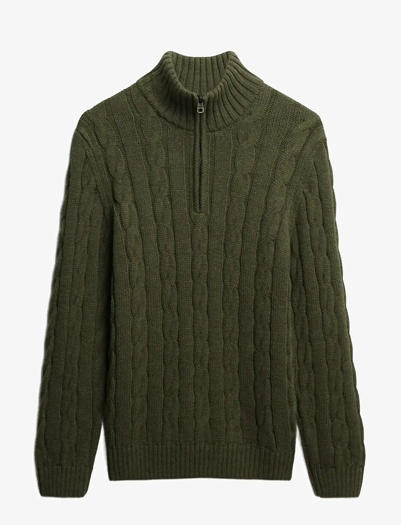 Superdry - JACOB CABLE KNIT HALF ZIP - efterårstøj - moss green - 0
