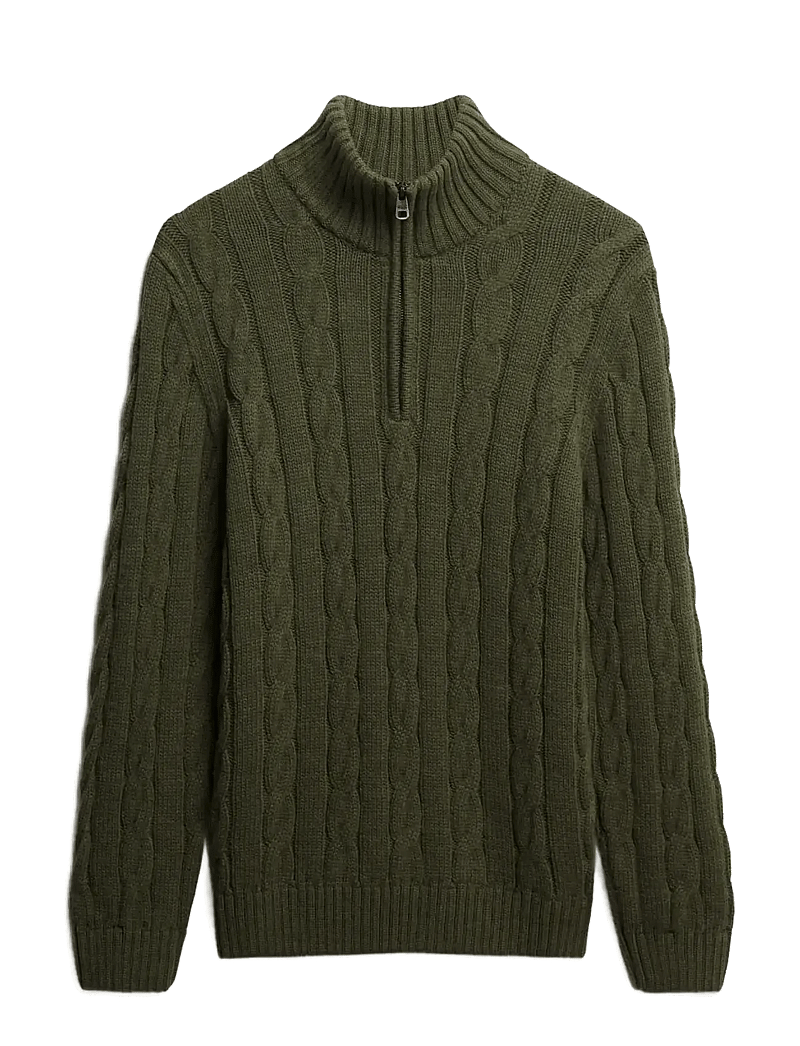 Superdry - JACOB CABLE KNIT HALF ZIP - tõmblukk-kaelusega džemprid - moss green - 1