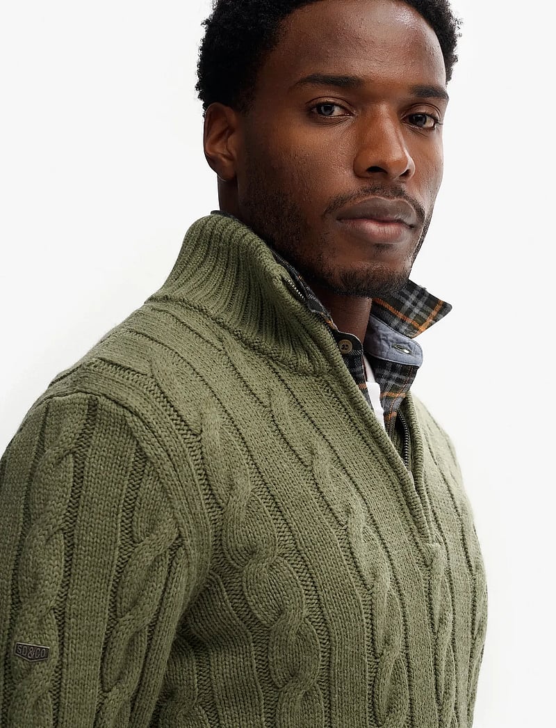 Superdry - JACOB CABLE KNIT HALF ZIP - tõmblukk-kaelusega džemprid - moss green - 3