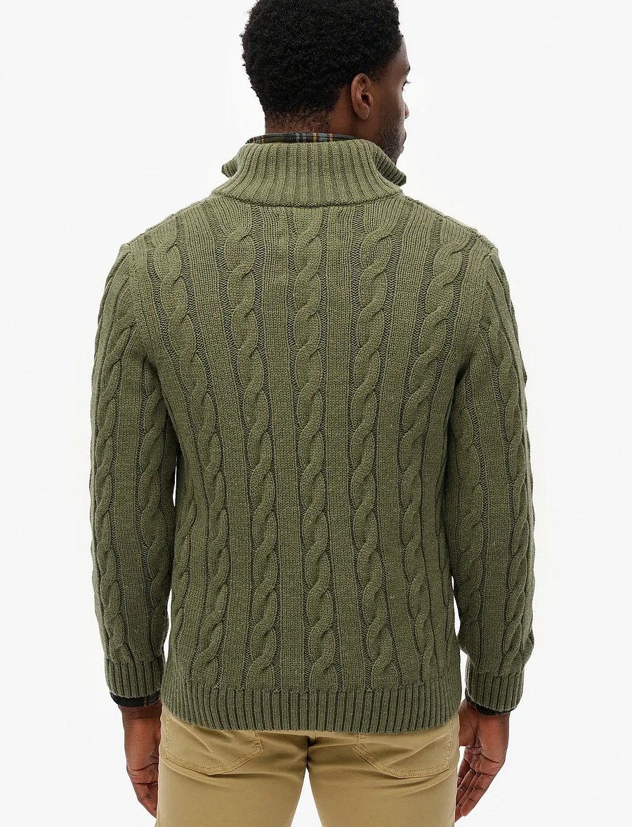 Superdry - JACOB CABLE KNIT HALF ZIP - half zip jumpers - moss green - 5