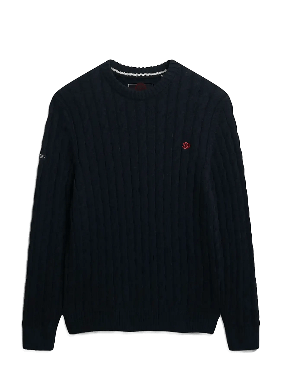Superdry - COTTON CABLE KNIT CREW - Ümmarguse kaelusega kudumid - eclipse navy - 1