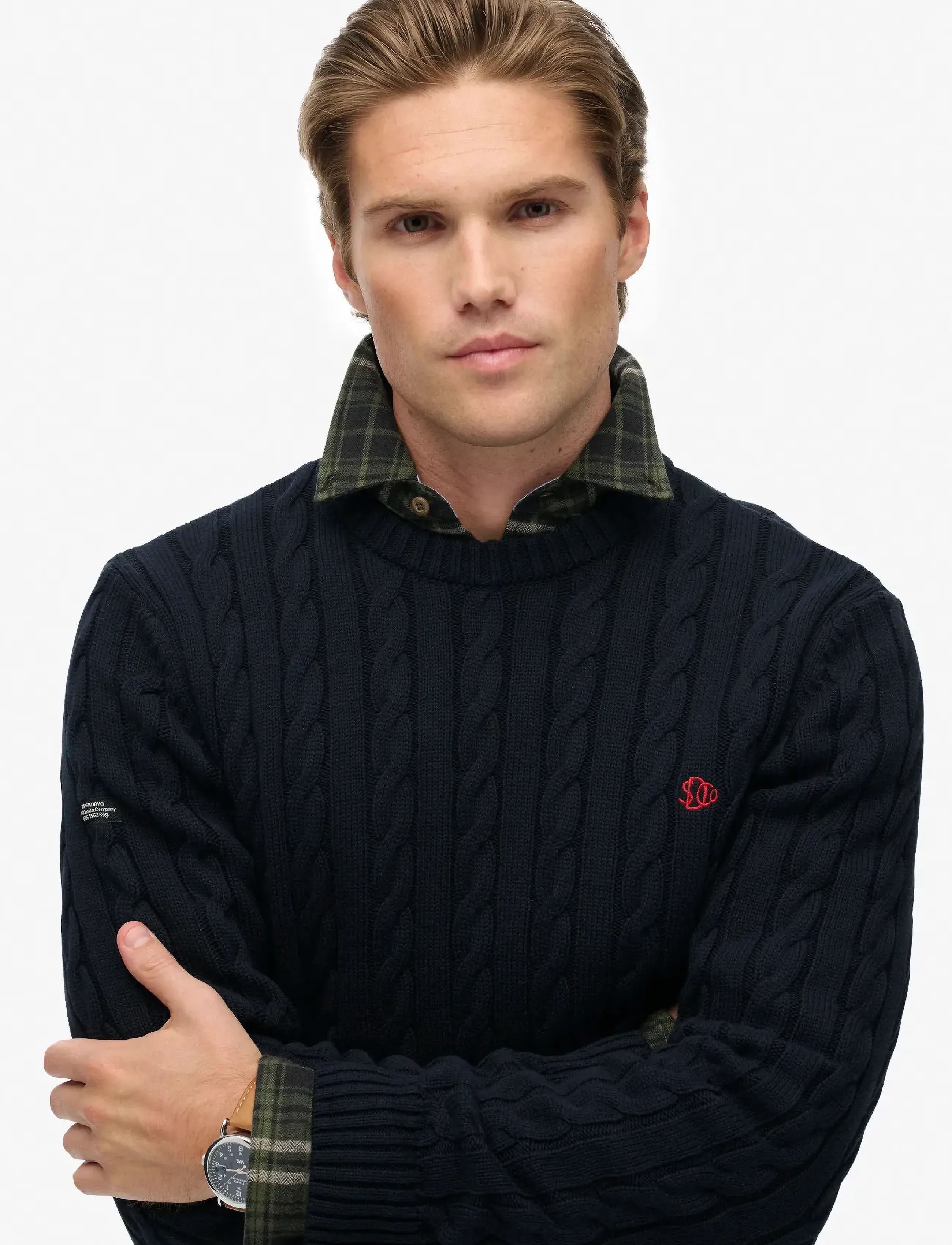Superdry - COTTON CABLE KNIT CREW - trøjer - eclipse navy - 2