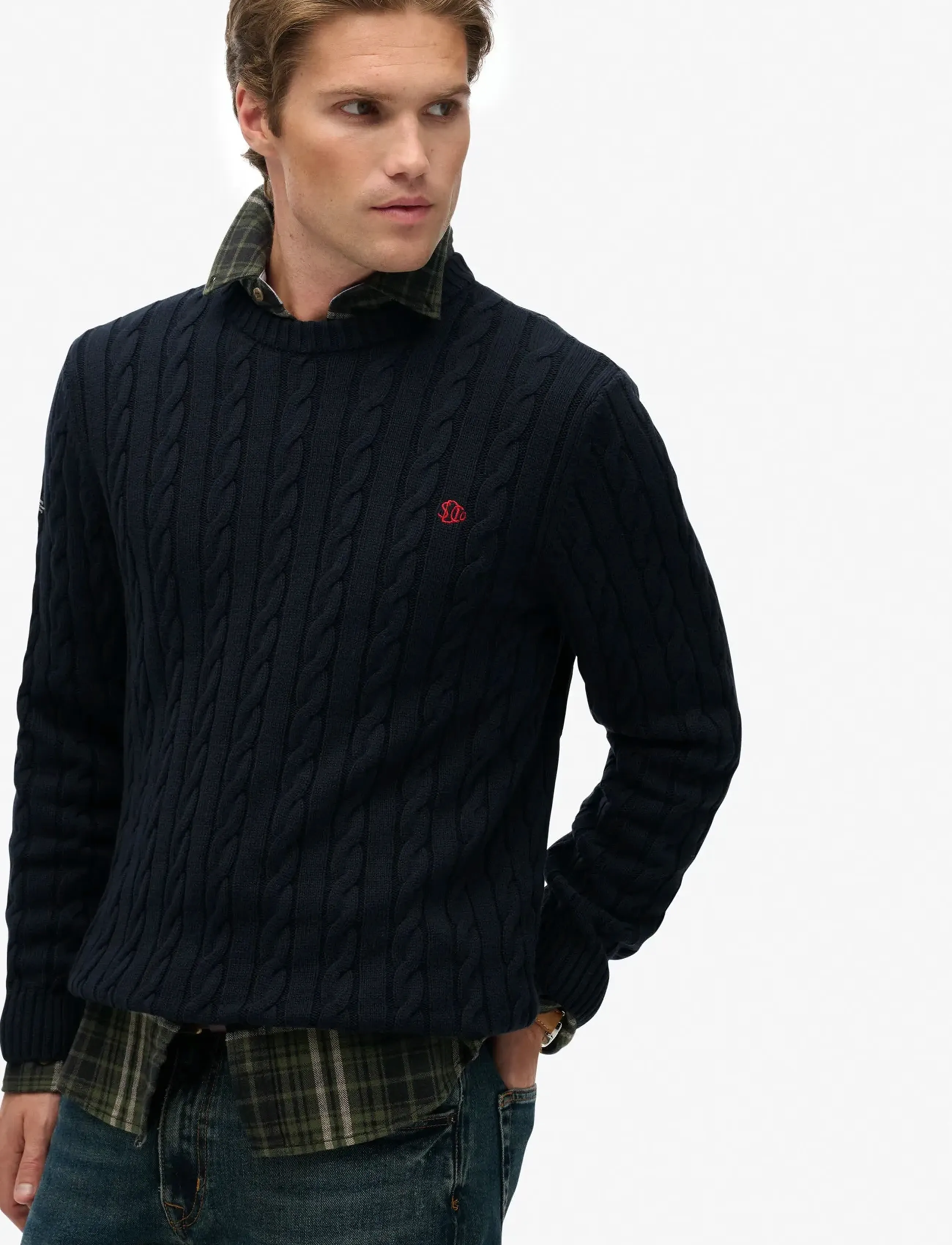 Superdry - COTTON CABLE KNIT CREW - trøjer - eclipse navy - 3