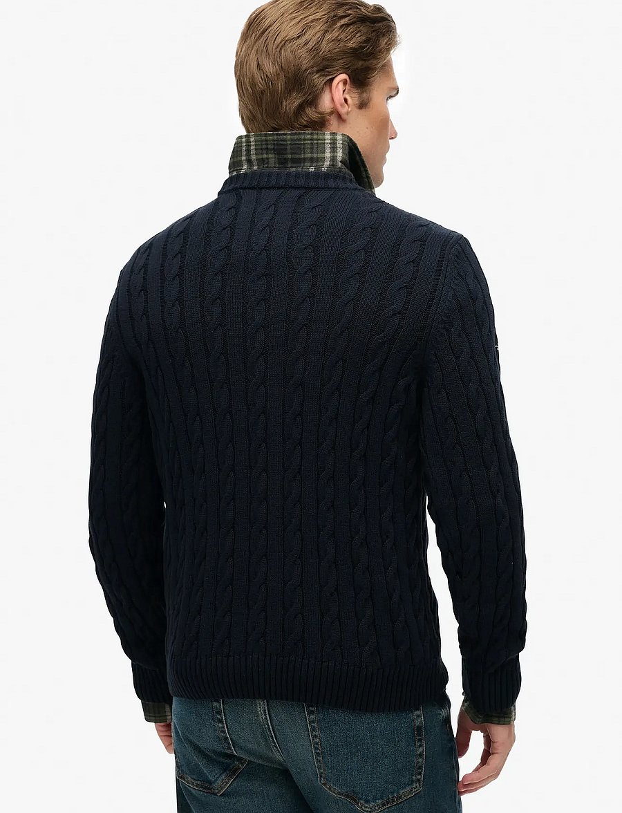 Superdry - COTTON CABLE KNIT CREW - Ümmarguse kaelusega kudumid - eclipse navy - 5
