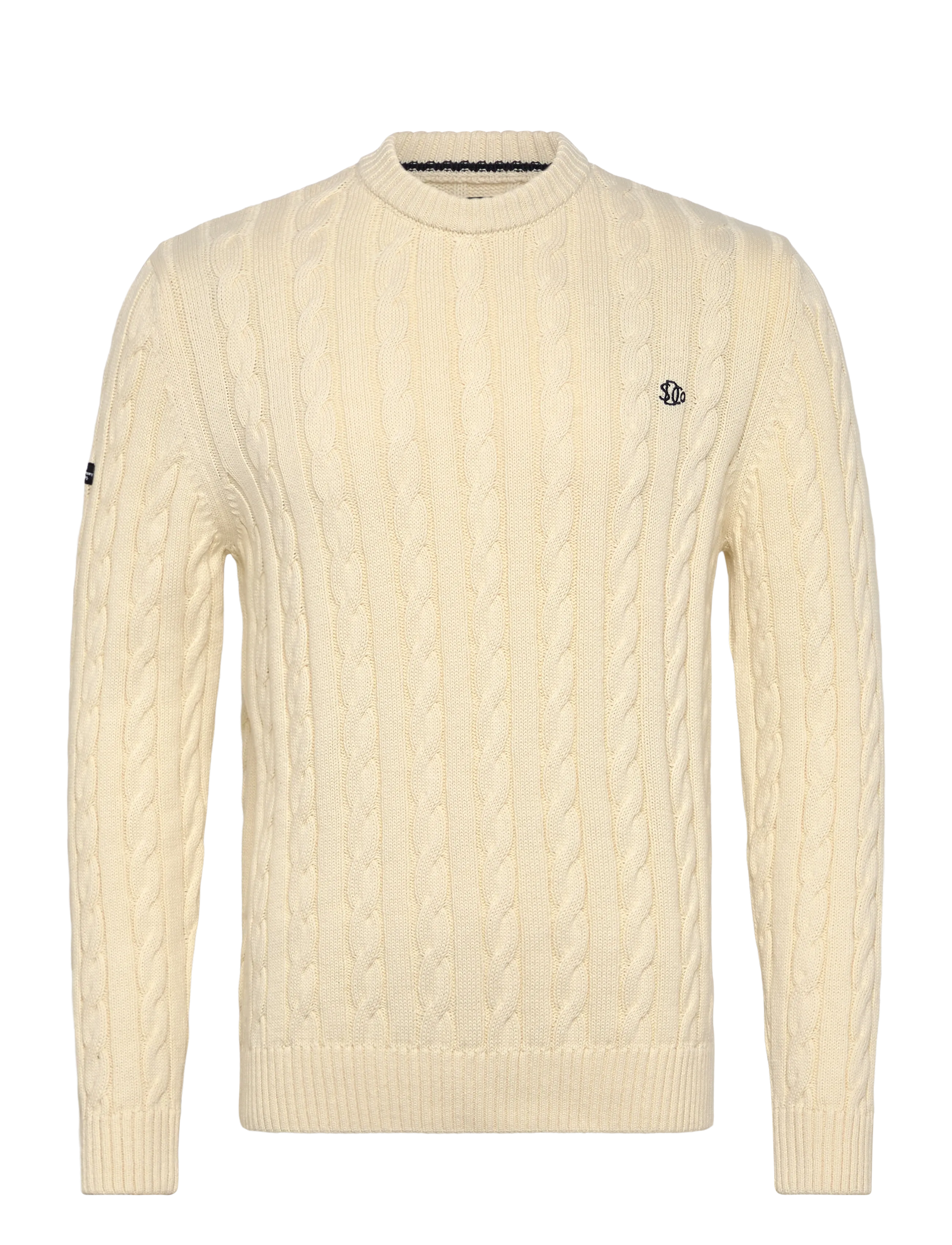 SUPERDRY Baumwolle Cable Knit Crew Cream - XXL - Herren