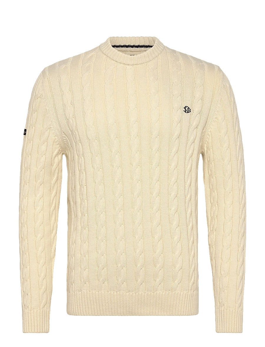 Superdry - COTTON CABLE KNIT CREW - rundhalsad - ecru - 1