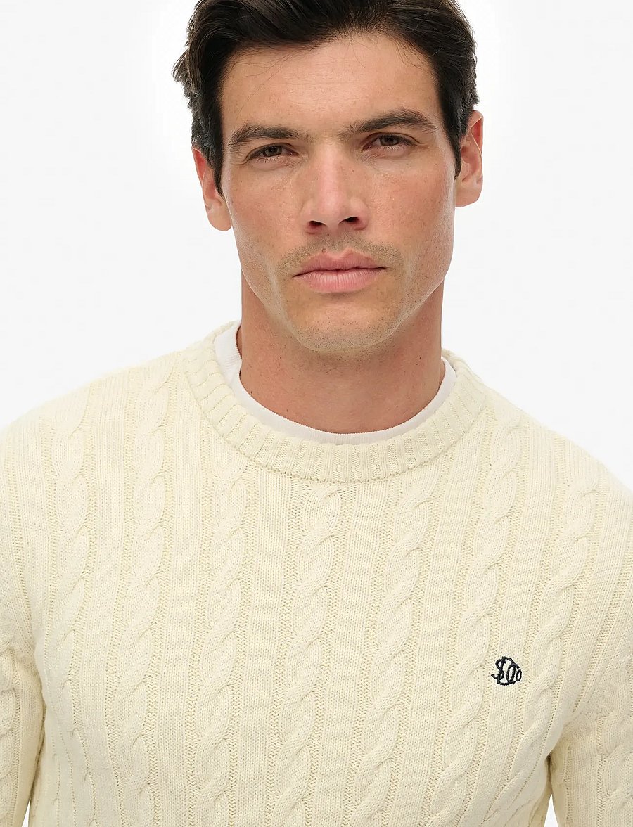 Superdry - COTTON CABLE KNIT CREW - rundhalsad - ecru - 3