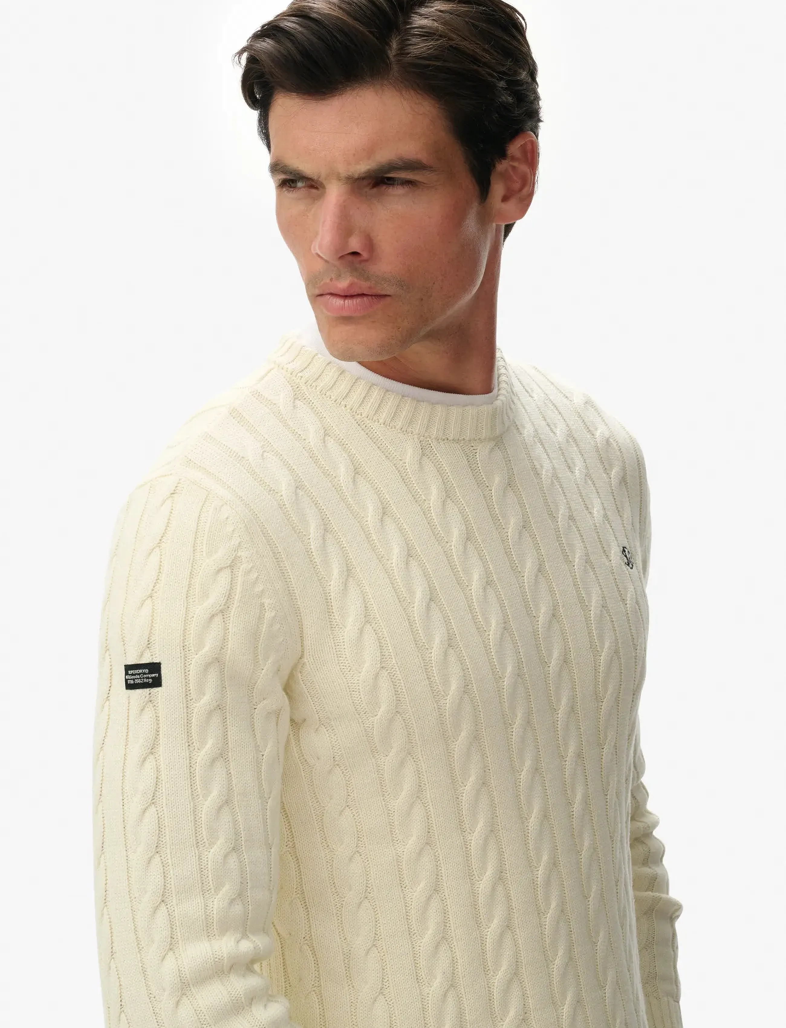 Superdry - COTTON CABLE KNIT CREW - basic-strickmode - ecru - 4