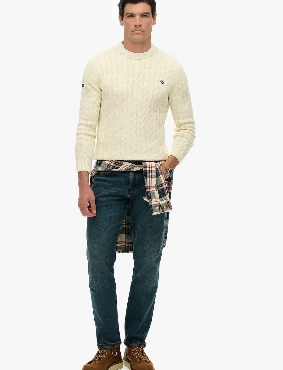 Superdry - COTTON CABLE KNIT CREW - rundhalsad - ecru - 5