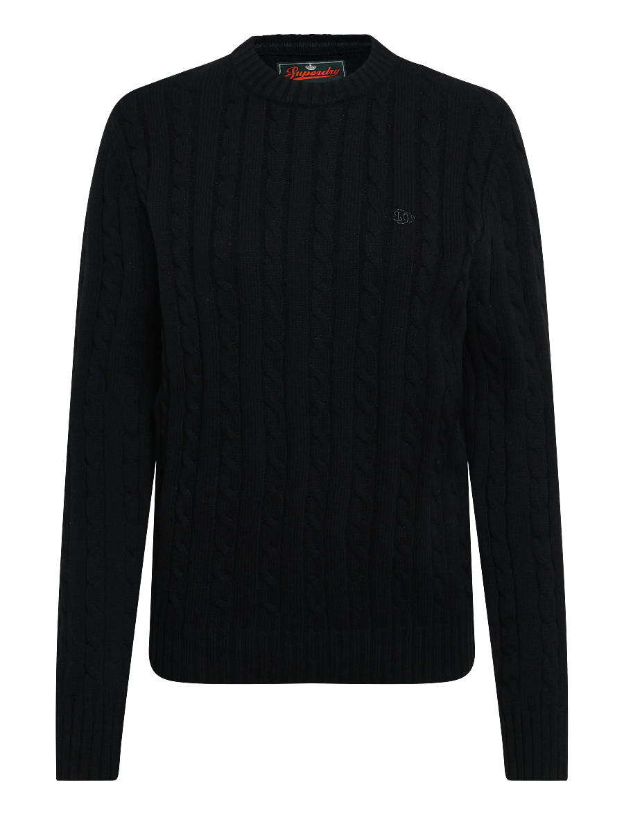 Superdry - COTTON CABLE KNIT CREW - rund hals - black - 1