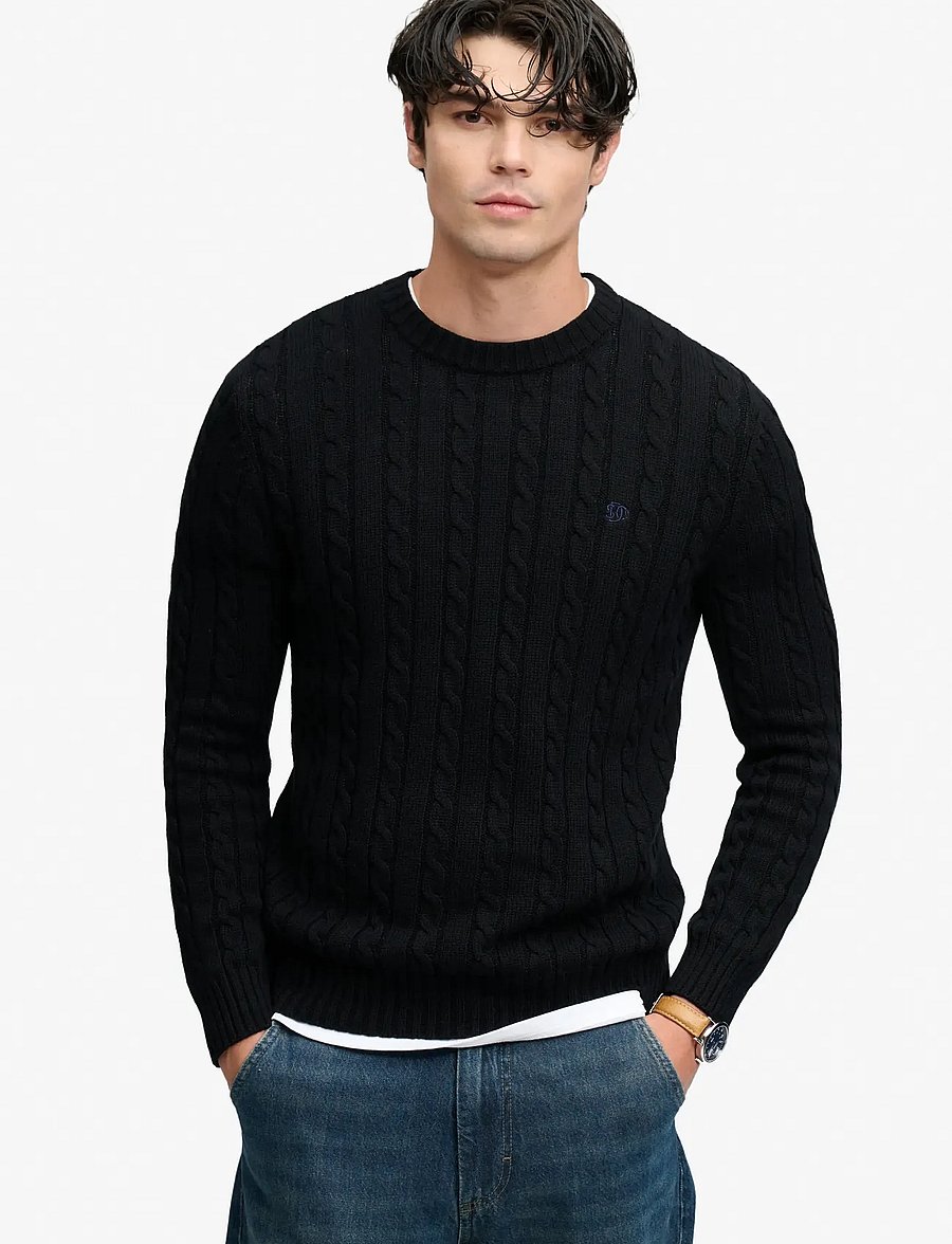 Superdry - COTTON CABLE KNIT CREW - rundhals - black - 0