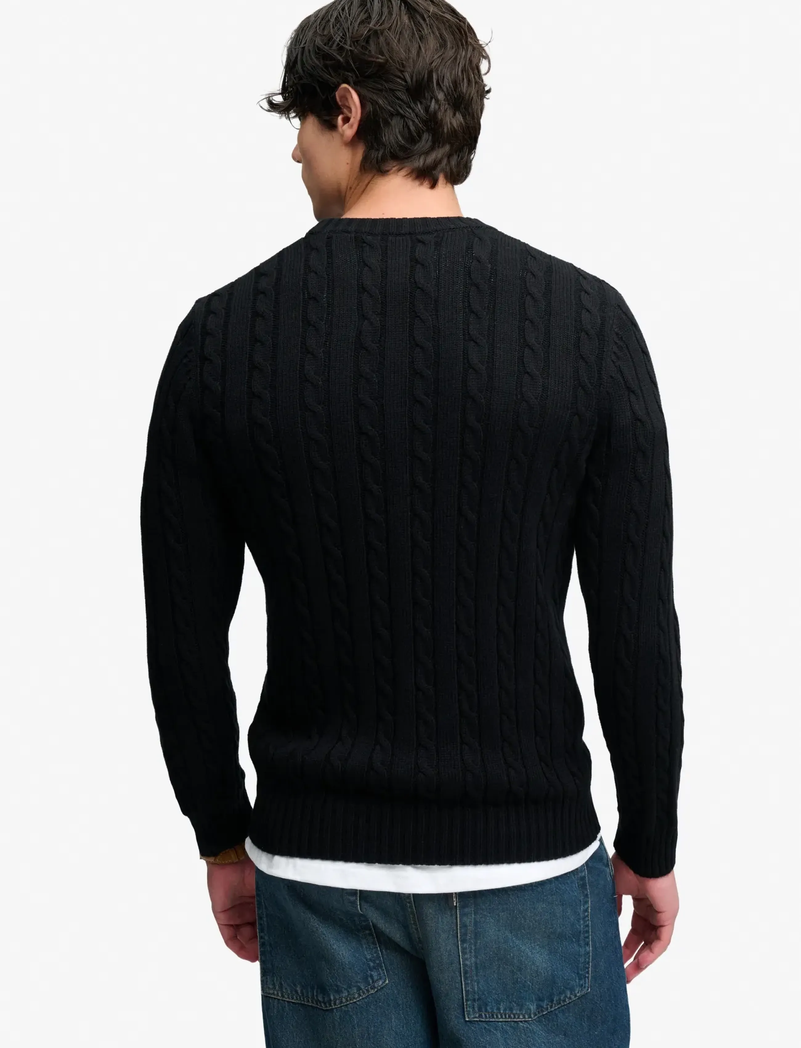 Superdry Cotton Cable Knit Crew stickade tröjor herr – bild 2