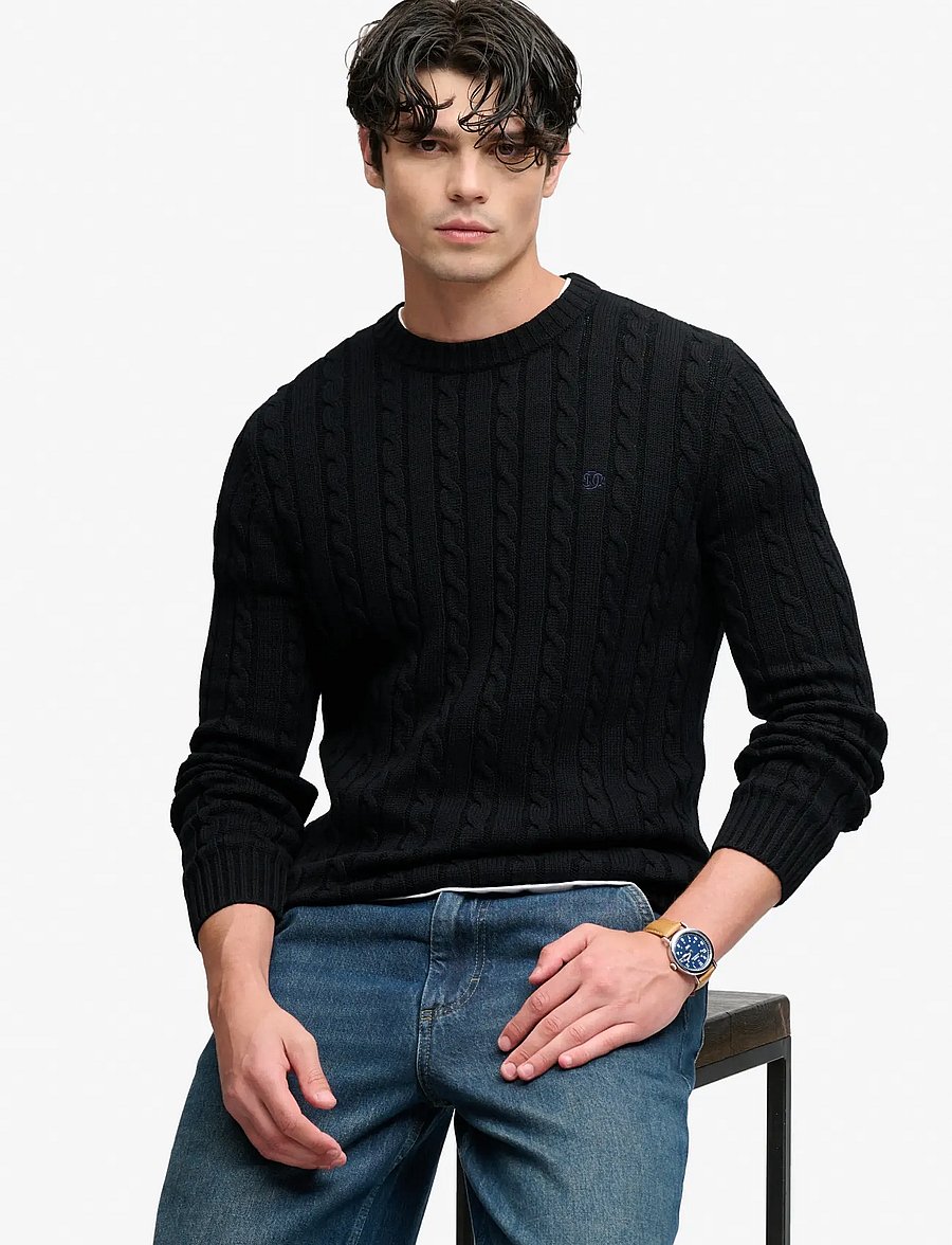Superdry - COTTON CABLE KNIT CREW - rundhals - black - 4