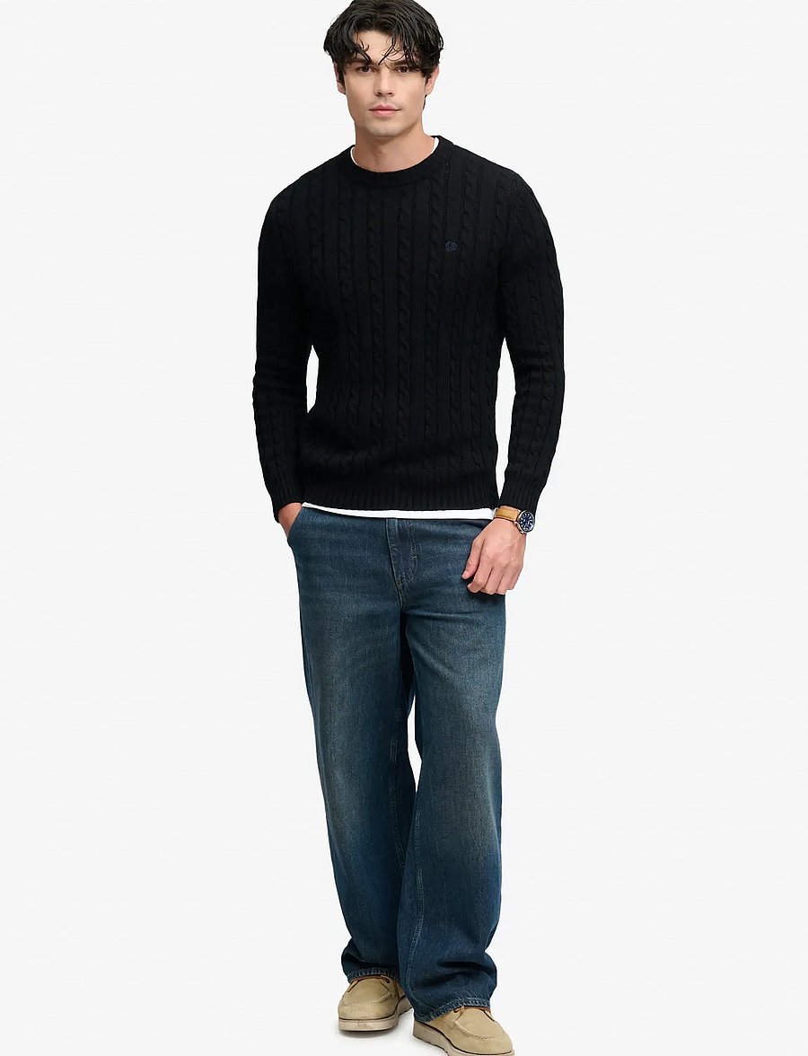 Superdry - COTTON CABLE KNIT CREW - rundhals - black - 5