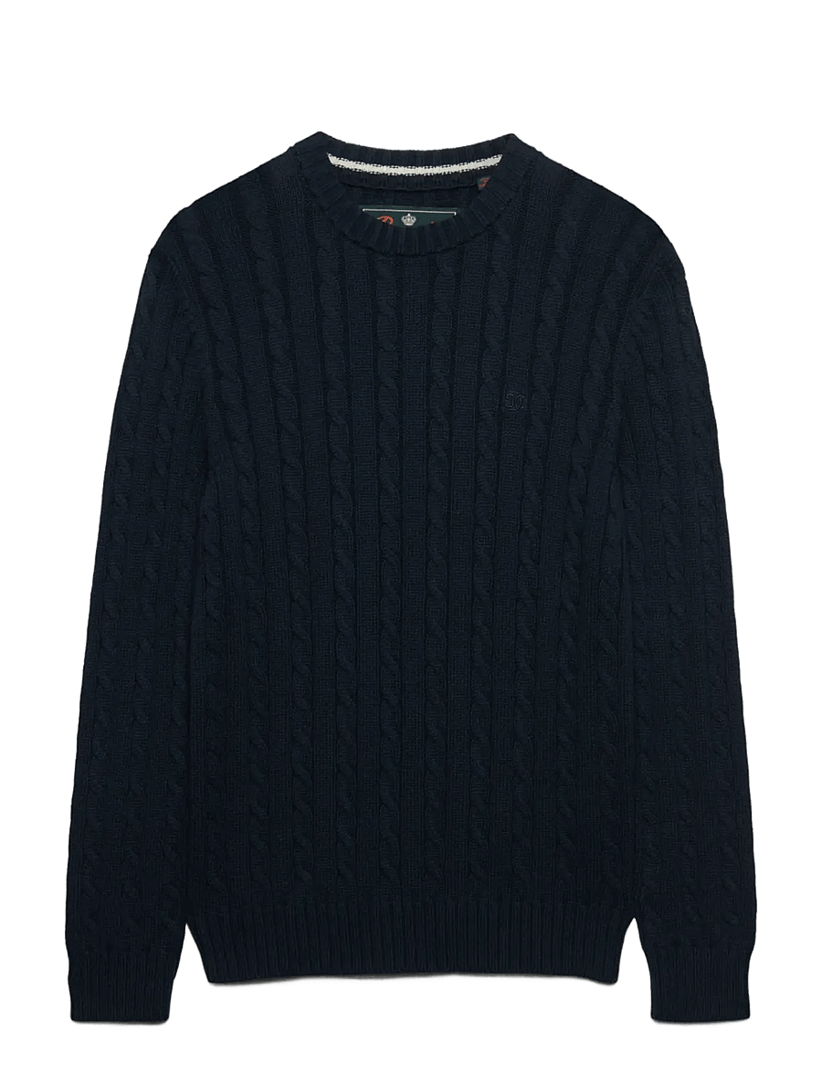 Superdry - COTTON CABLE KNIT CREW - rund hals - eclipse navy - 1