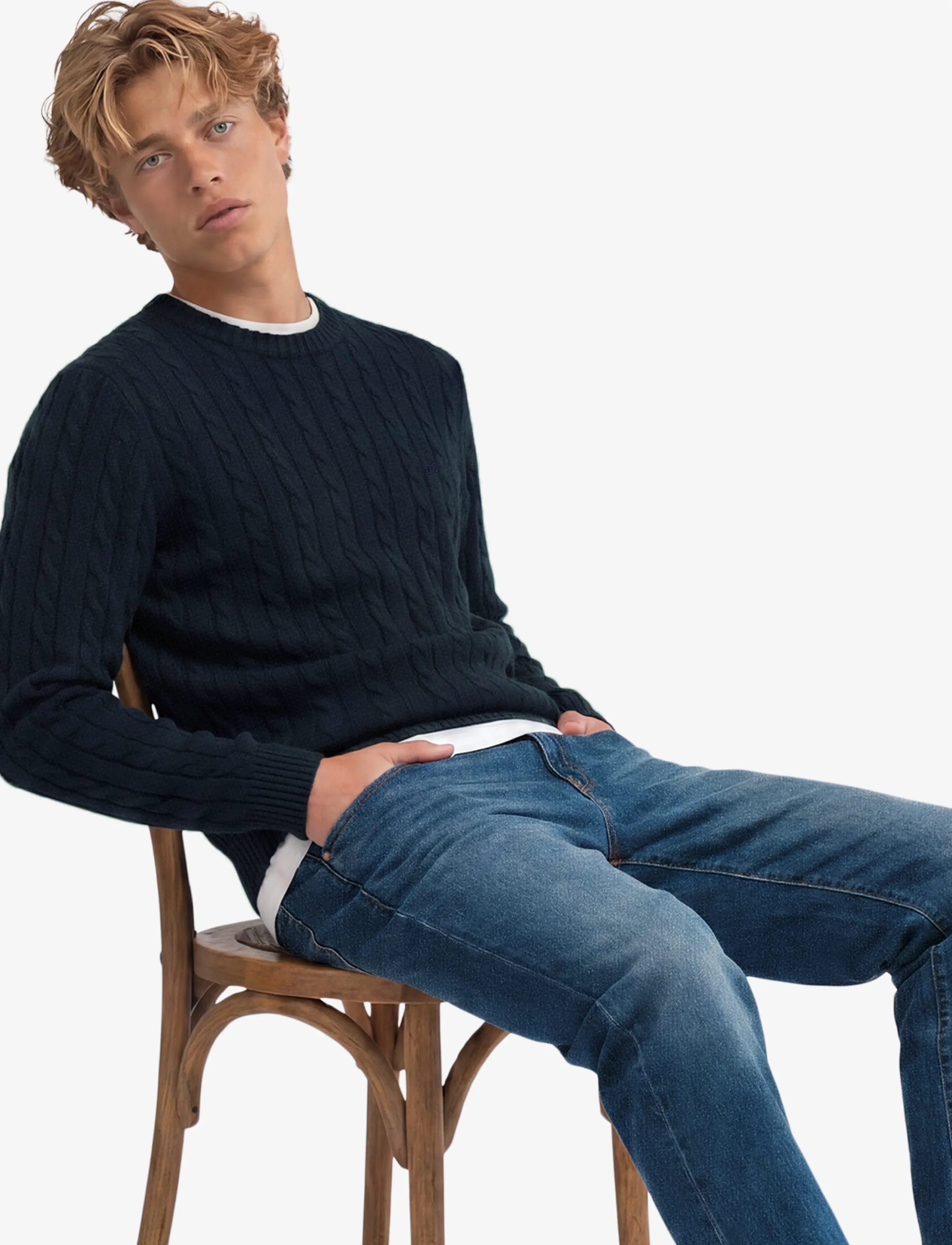 Superdry - COTTON CABLE KNIT CREW - rund hals - eclipse navy - 4