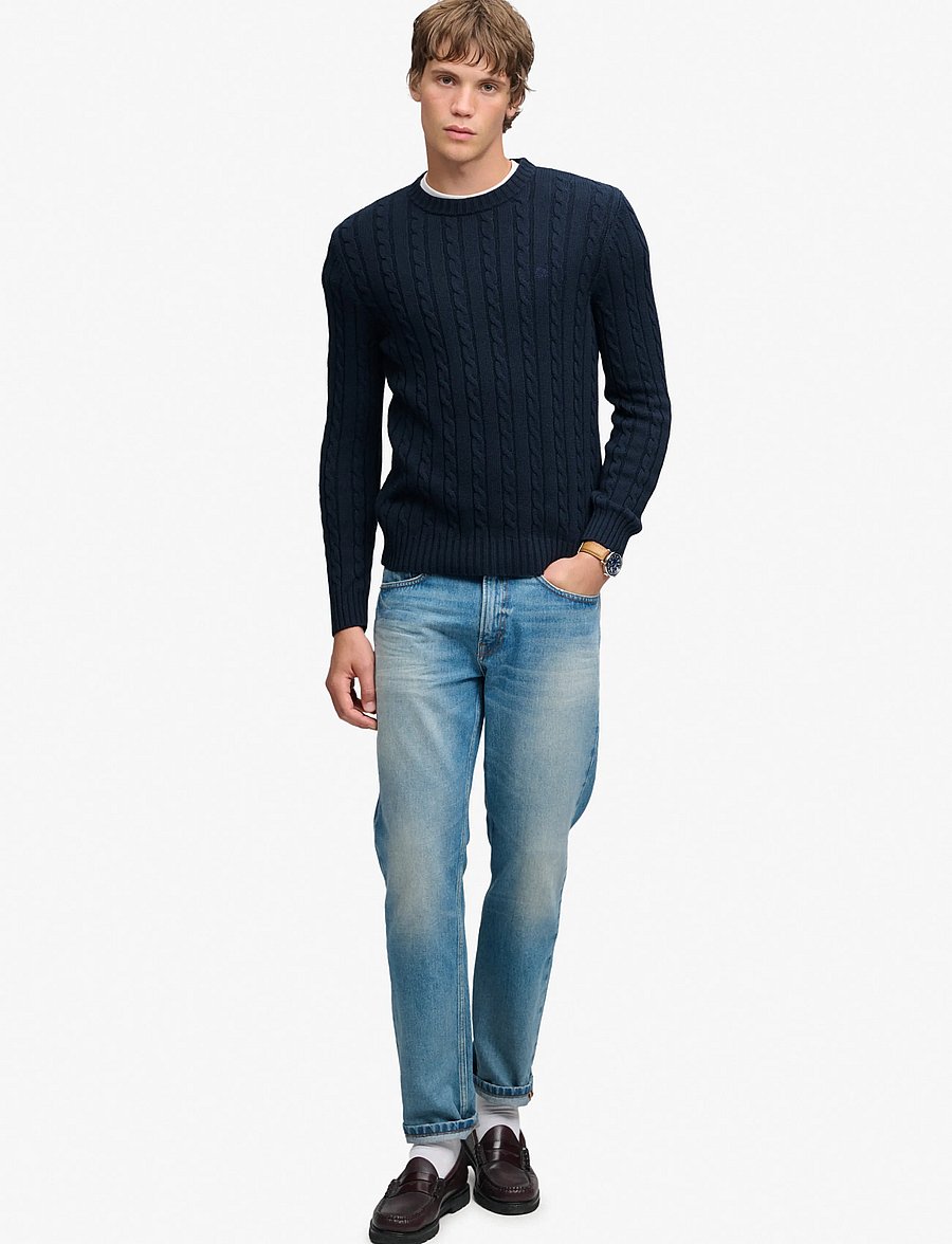 Superdry - COTTON CABLE KNIT CREW - rund hals - eclipse navy - 5