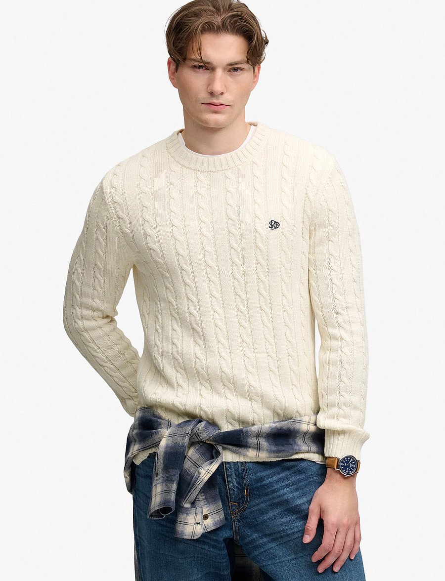 Superdry - COTTON CABLE KNIT CREW - rund hals - ecru - 0