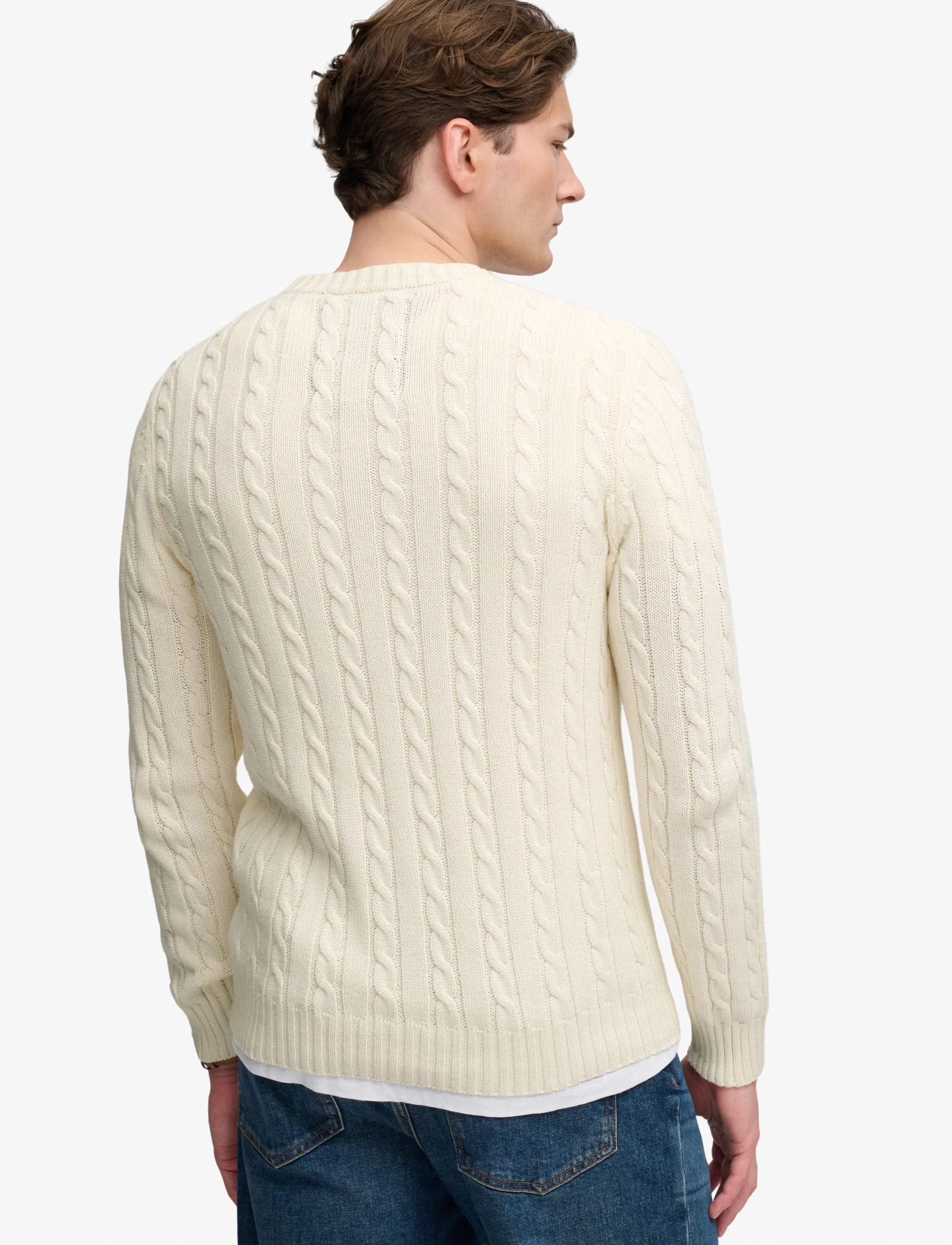 Superdry - COTTON CABLE KNIT CREW - rund hals - ecru - 2