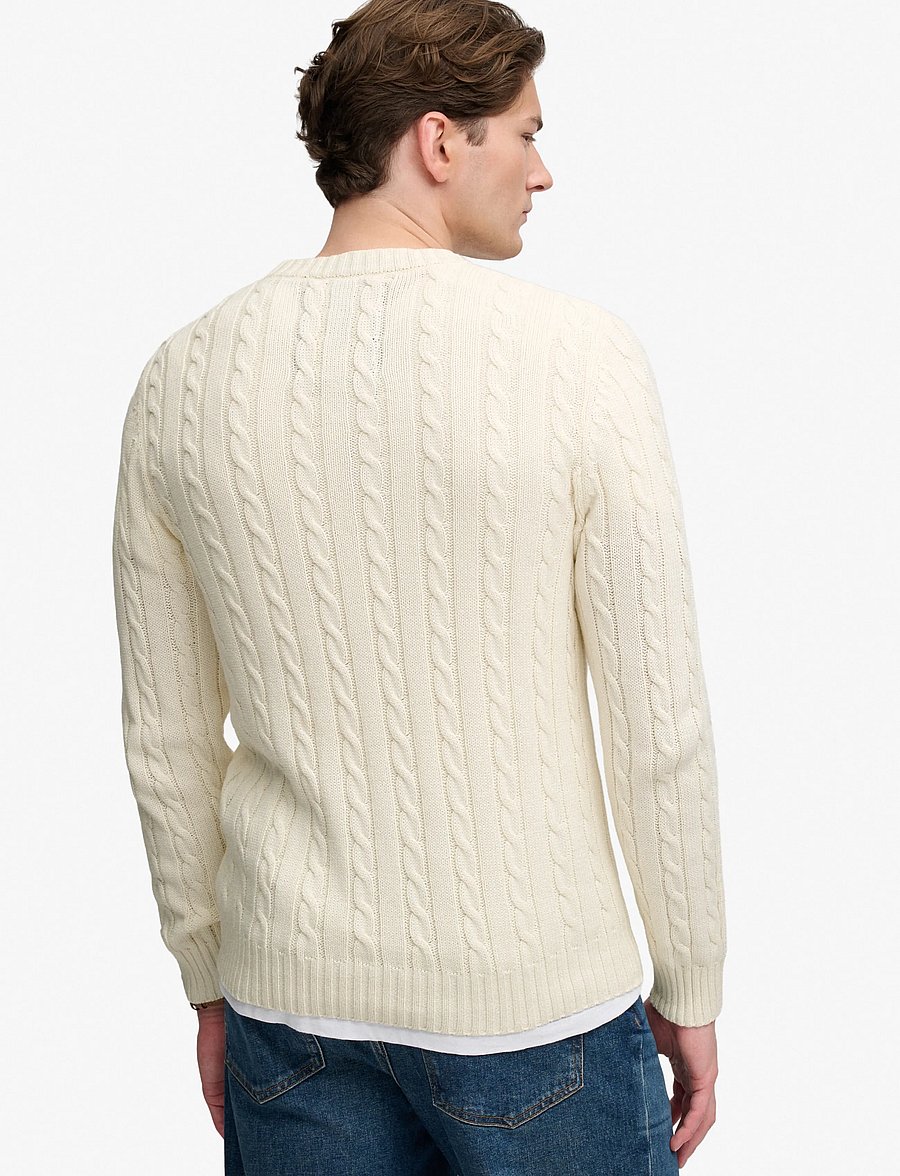 Superdry - COTTON CABLE KNIT CREW - rund hals - ecru - 2
