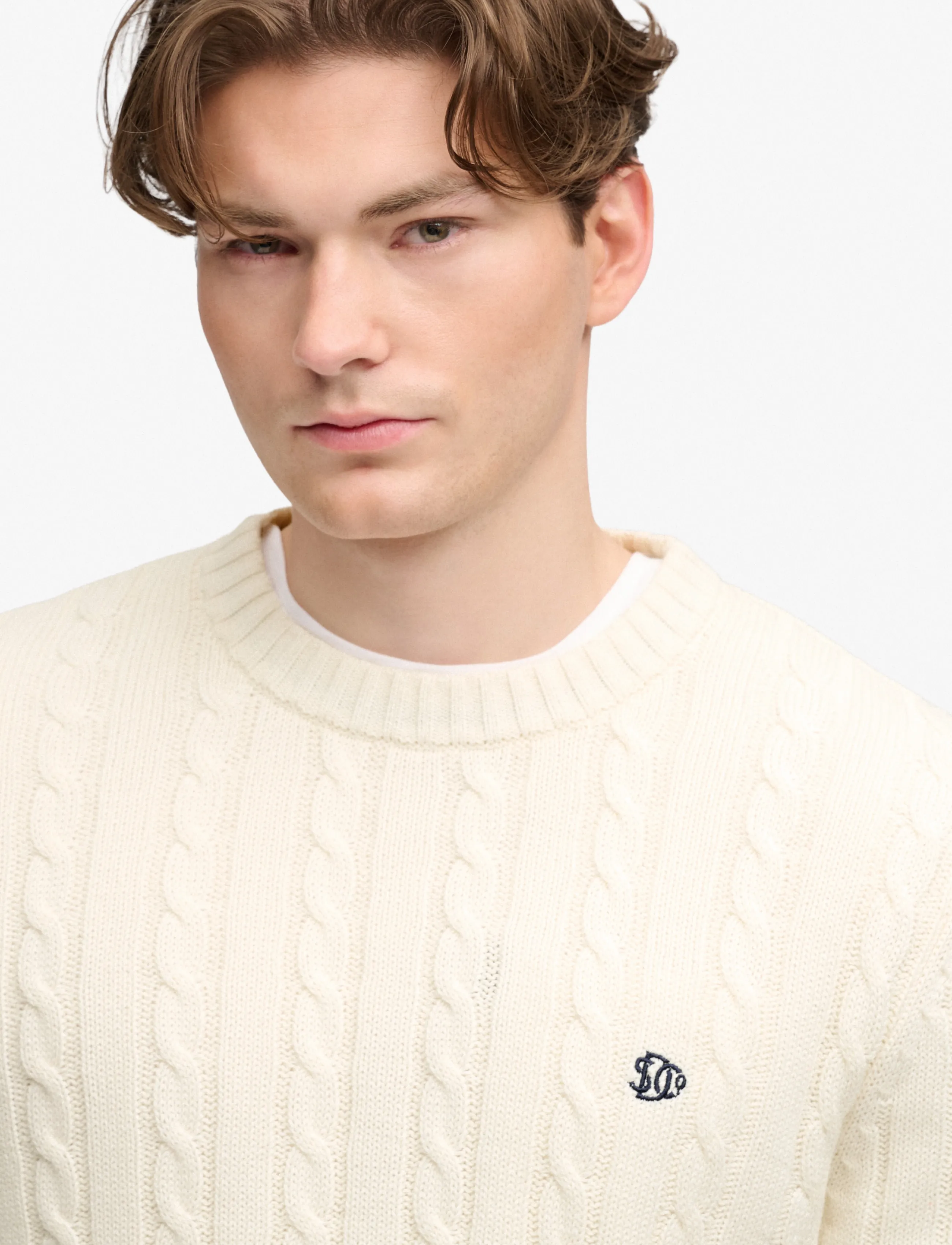 Superdry - COTTON CABLE KNIT CREW - rund hals - ecru - 3