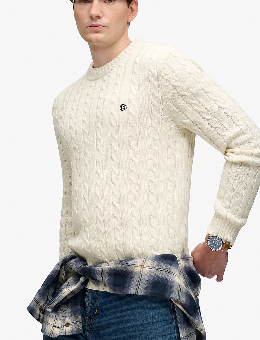 Superdry - COTTON CABLE KNIT CREW - rund hals - ecru - 4