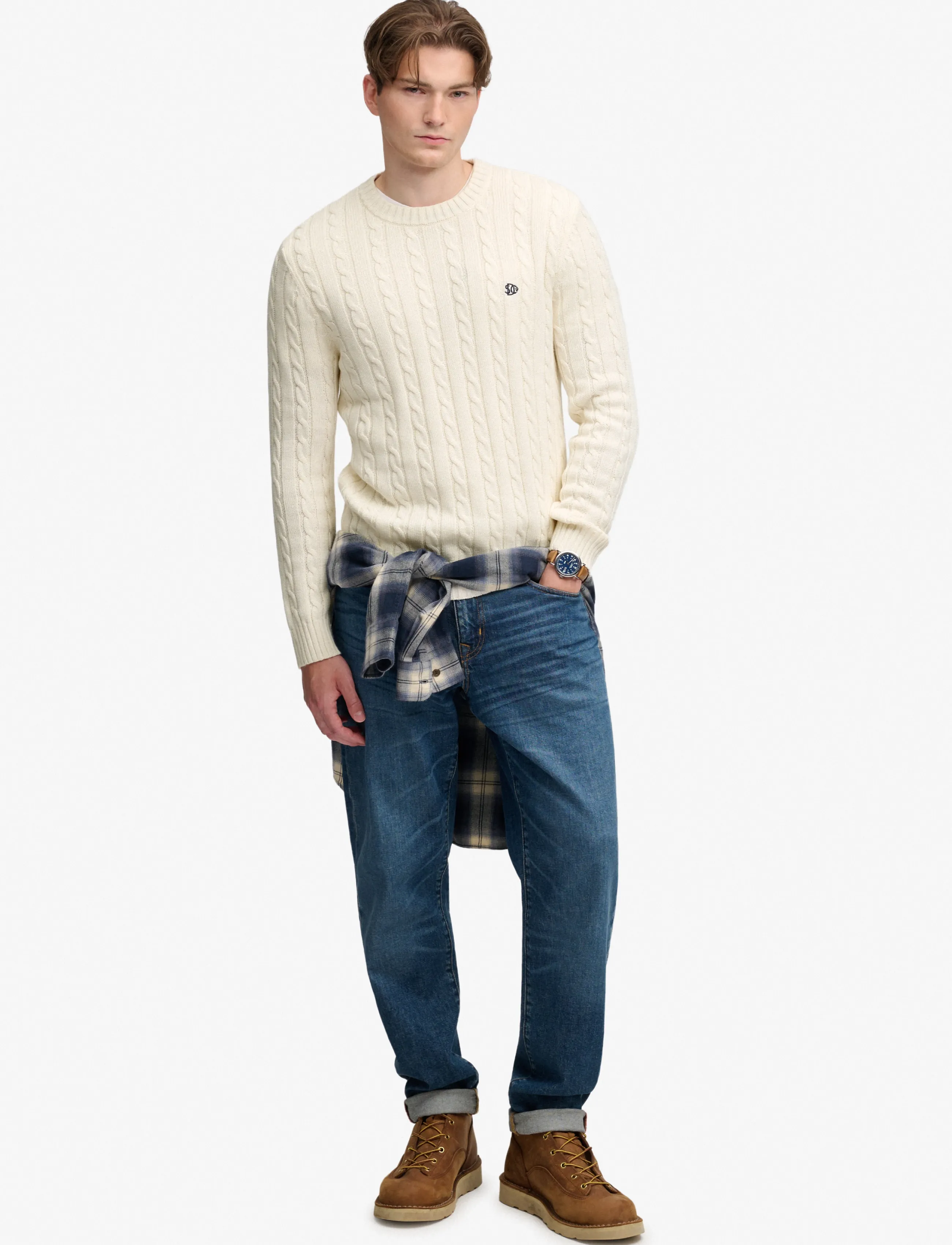Superdry - COTTON CABLE KNIT CREW - rund hals - ecru - 5