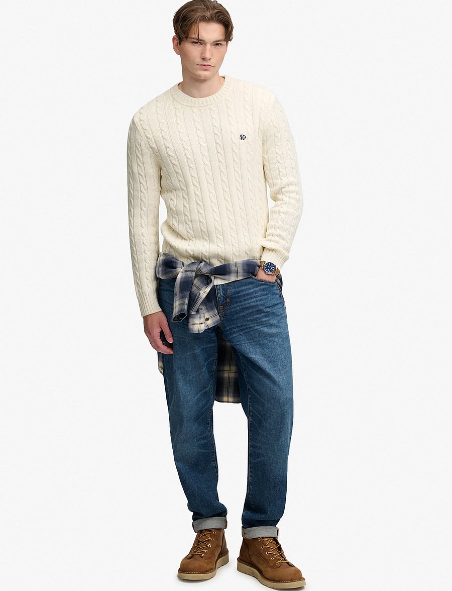 Superdry - COTTON CABLE KNIT CREW - rund hals - ecru - 5