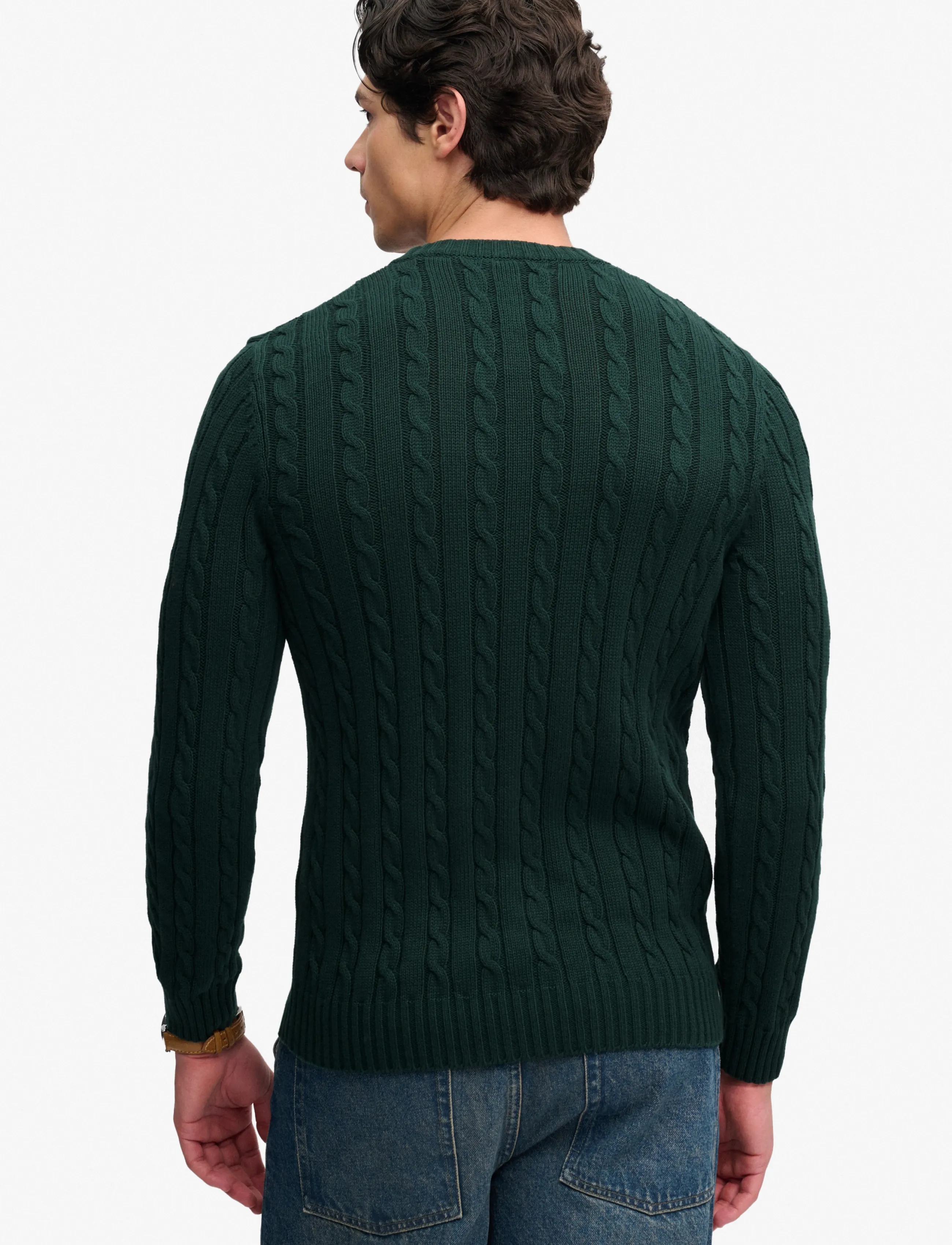 Superdry Cotton Cable Knit Crew stickade tröjor herr – bild 2