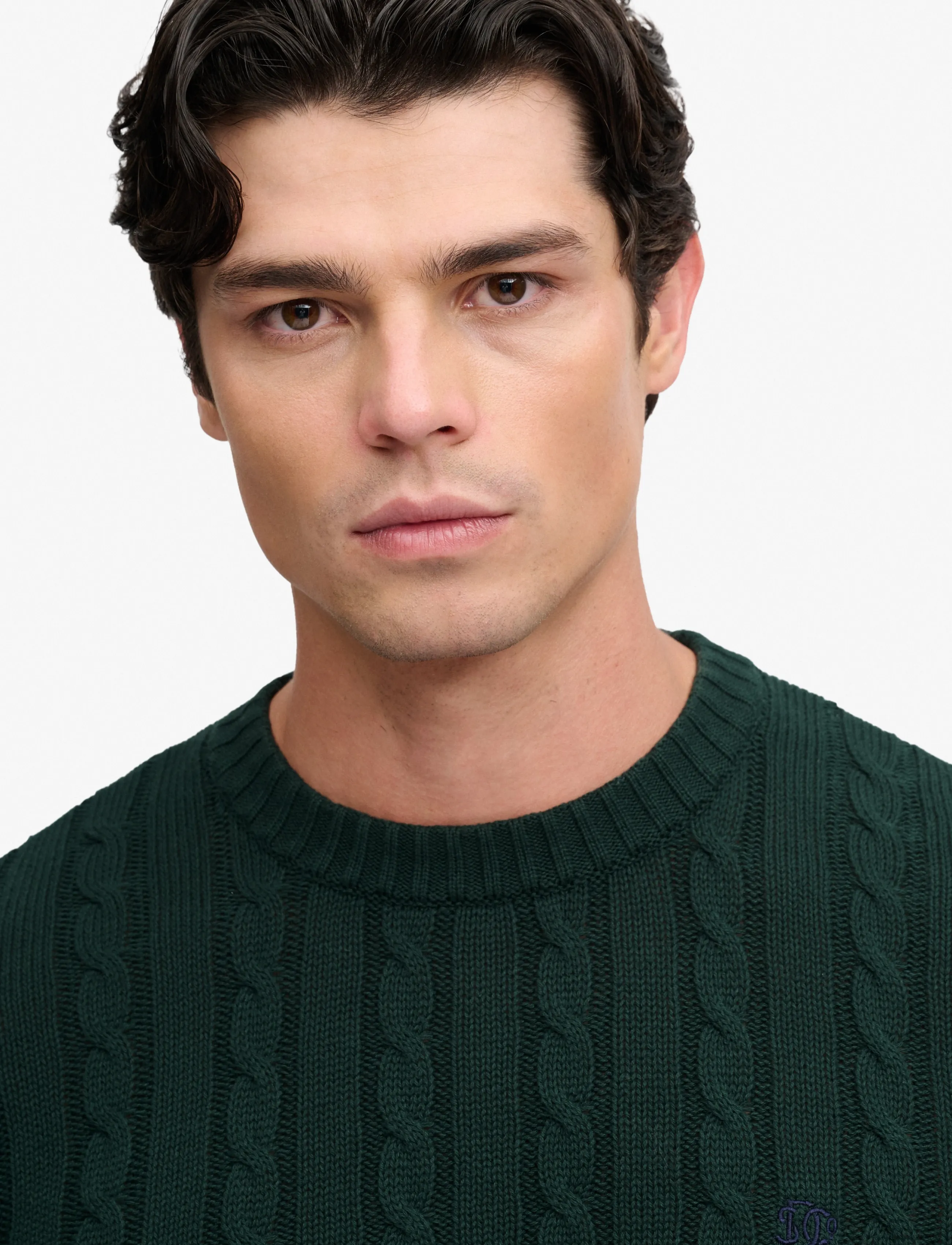 Superdry Cotton Cable Knit Crew stickade tröjor herr – bild 3