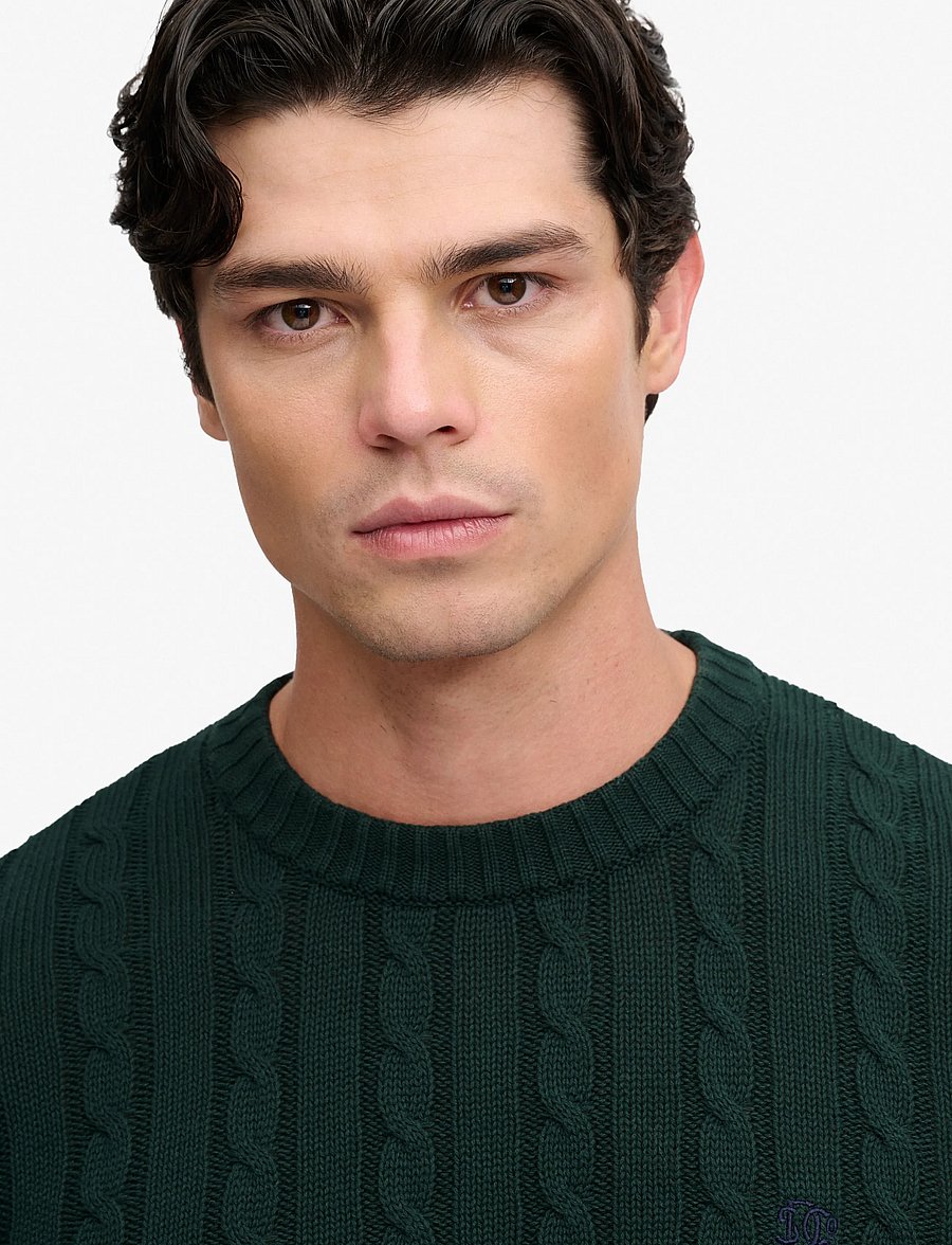 Superdry - COTTON CABLE KNIT CREW - Ümara kaelusega - quad green - 4